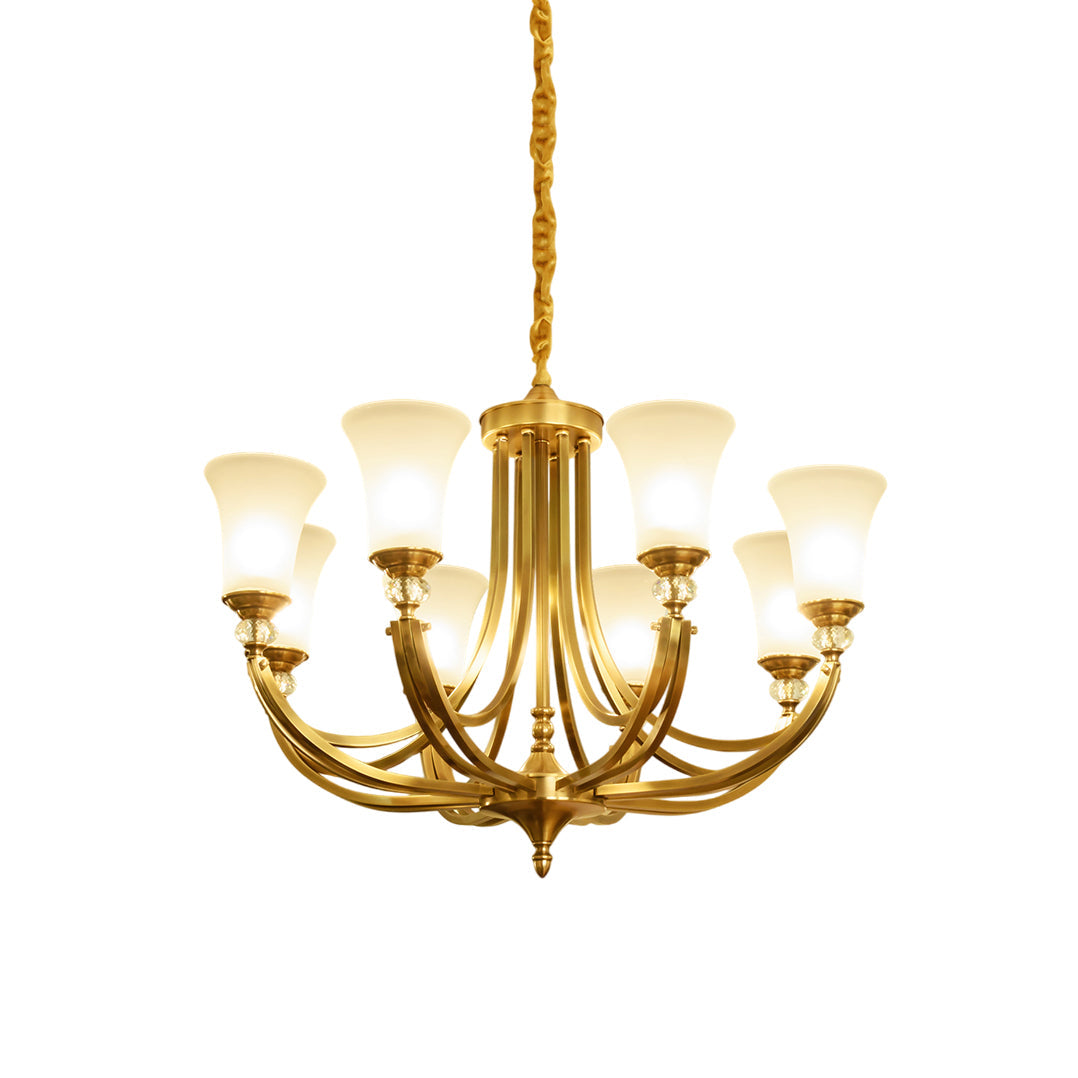 Ordoran Vintage Industrial Brass Glass Chandelier - Letslighting