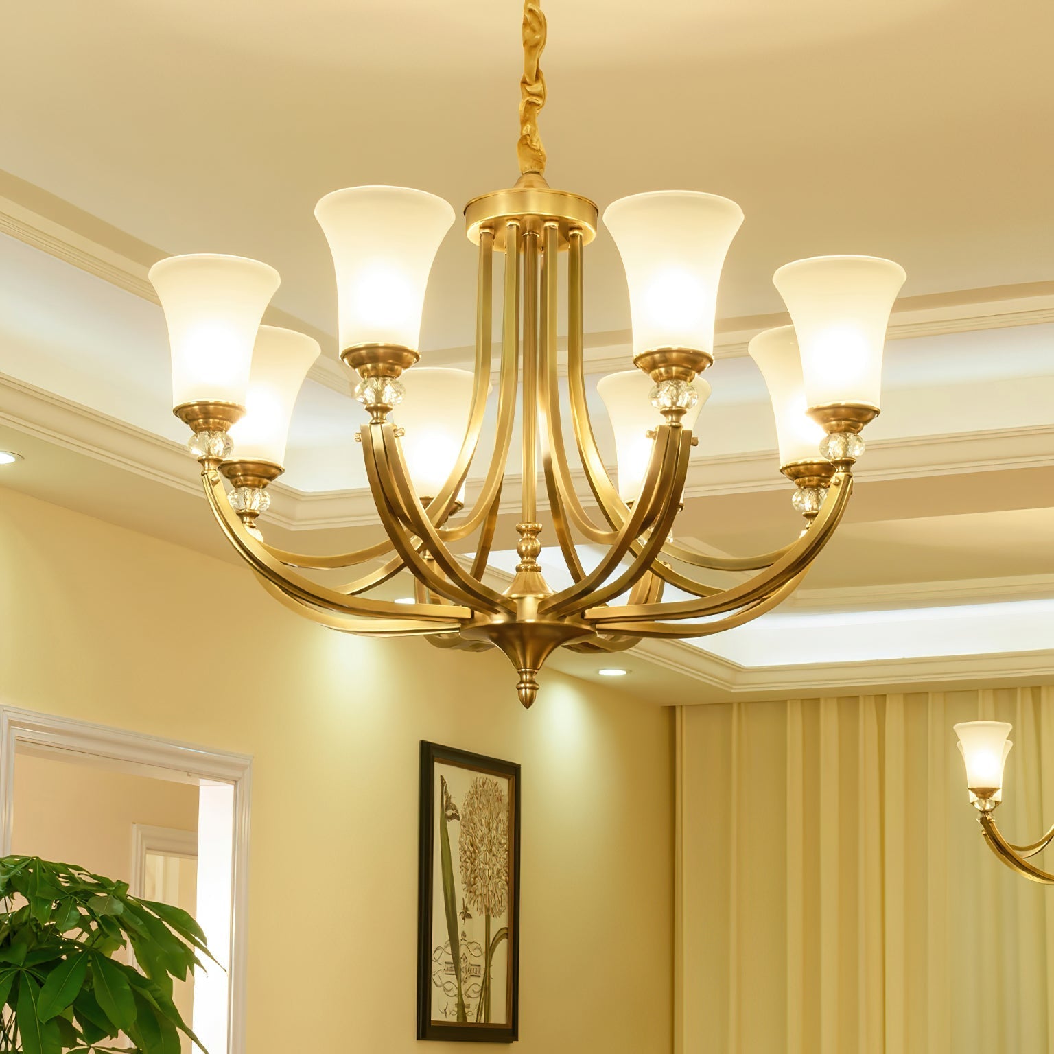 Ordoran Vintage Industrial Brass Glass Chandelier - Letslighting