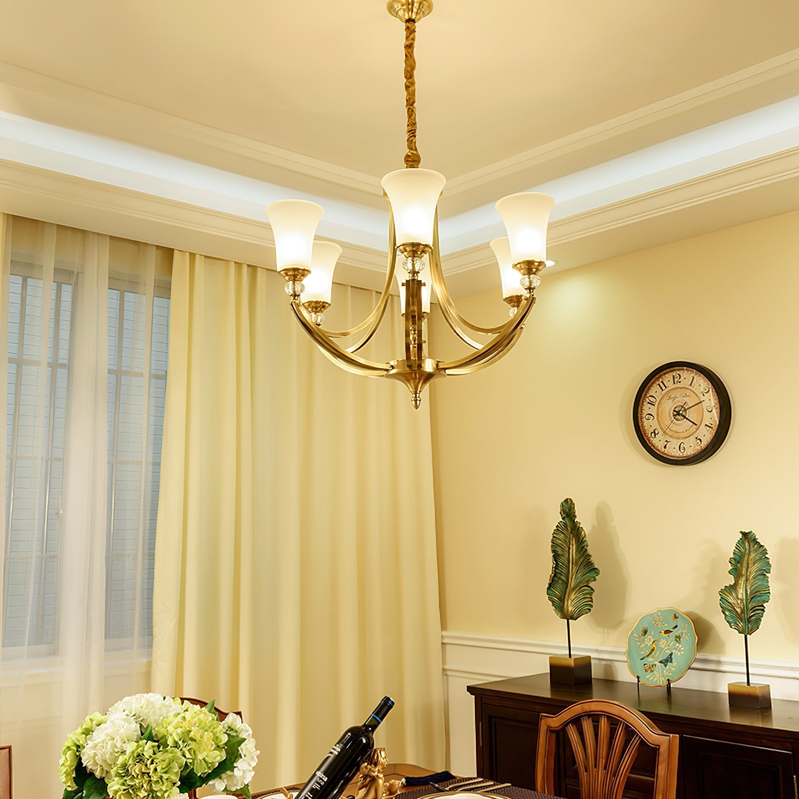 Ordoran Vintage Industrial Brass Glass Chandelier - Letslighting