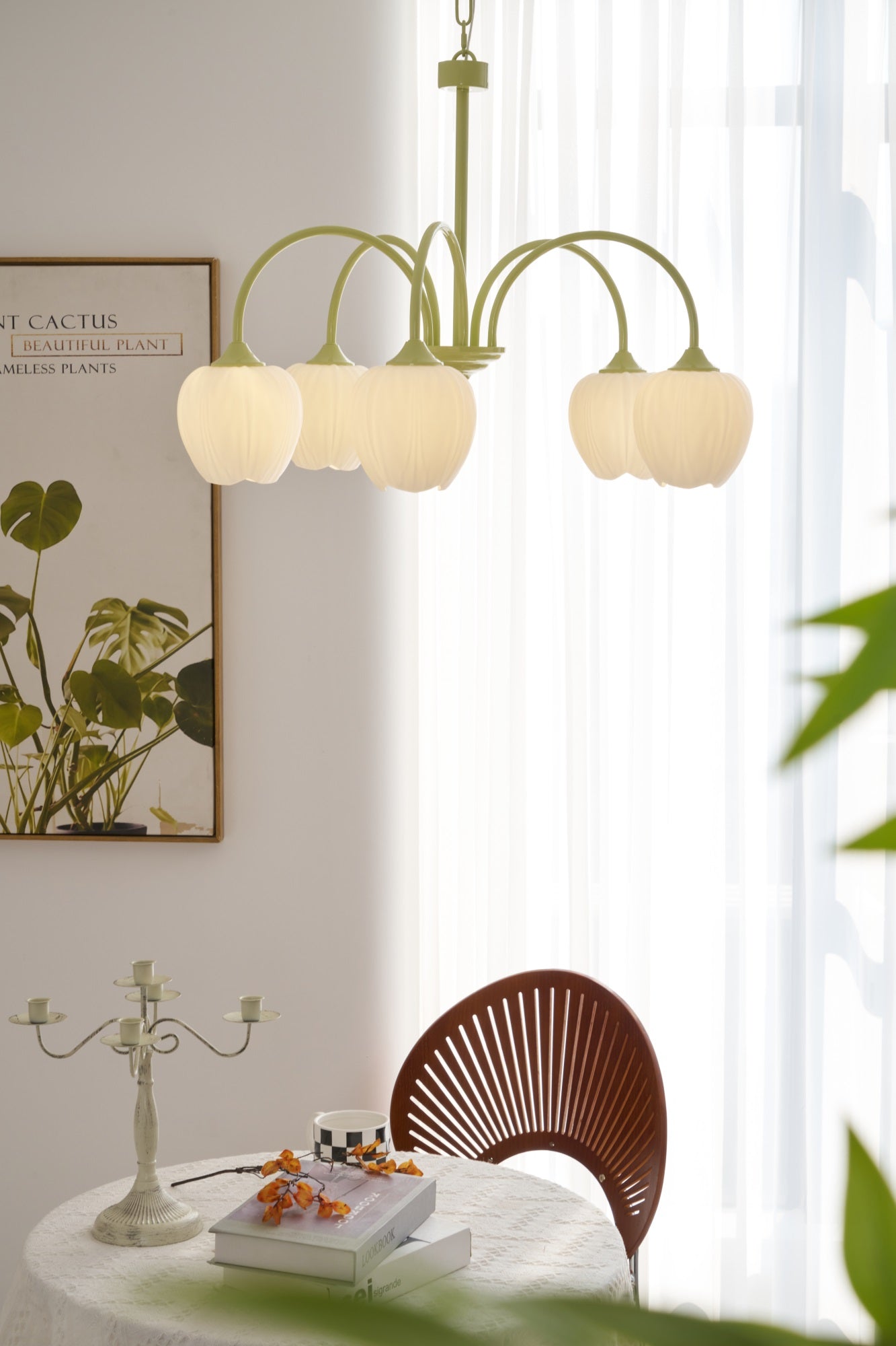 Lustra Chandelier Tulip Matcha Glass - Letslighting