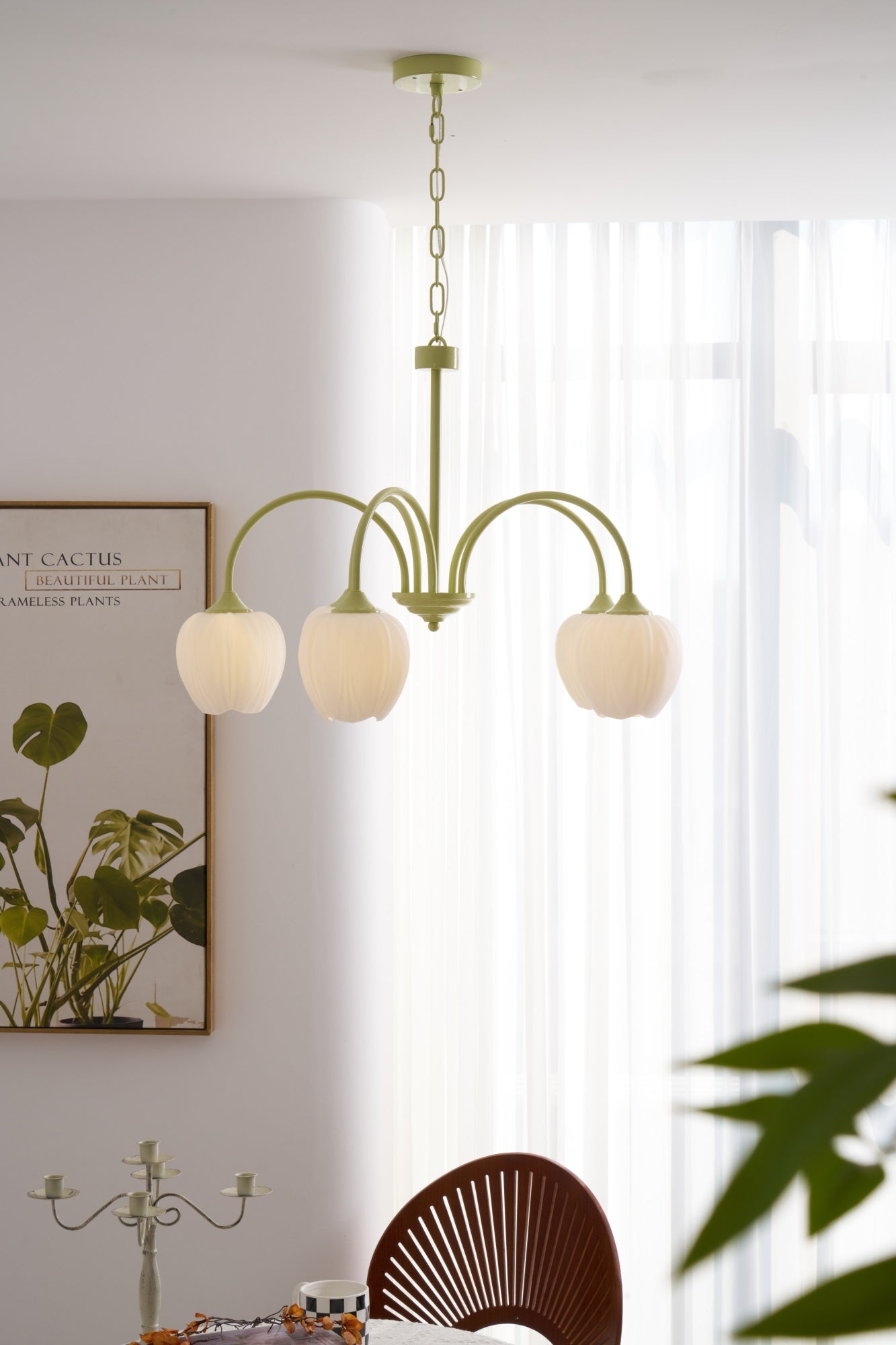 Lustra Chandelier Tulip Matcha Glass - Letslighting