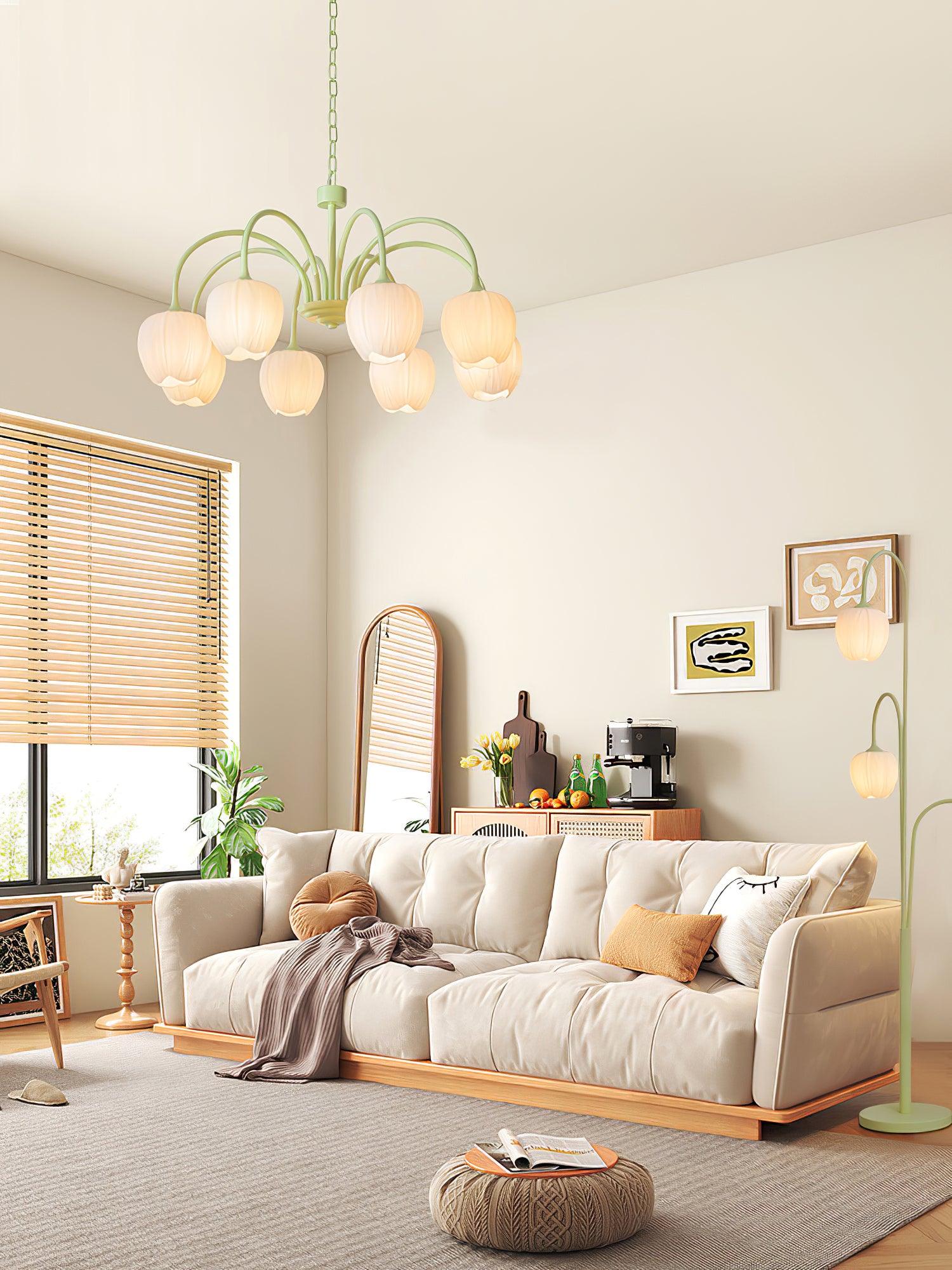 Lustra Chandelier Tulip Matcha Glass - Letslighting