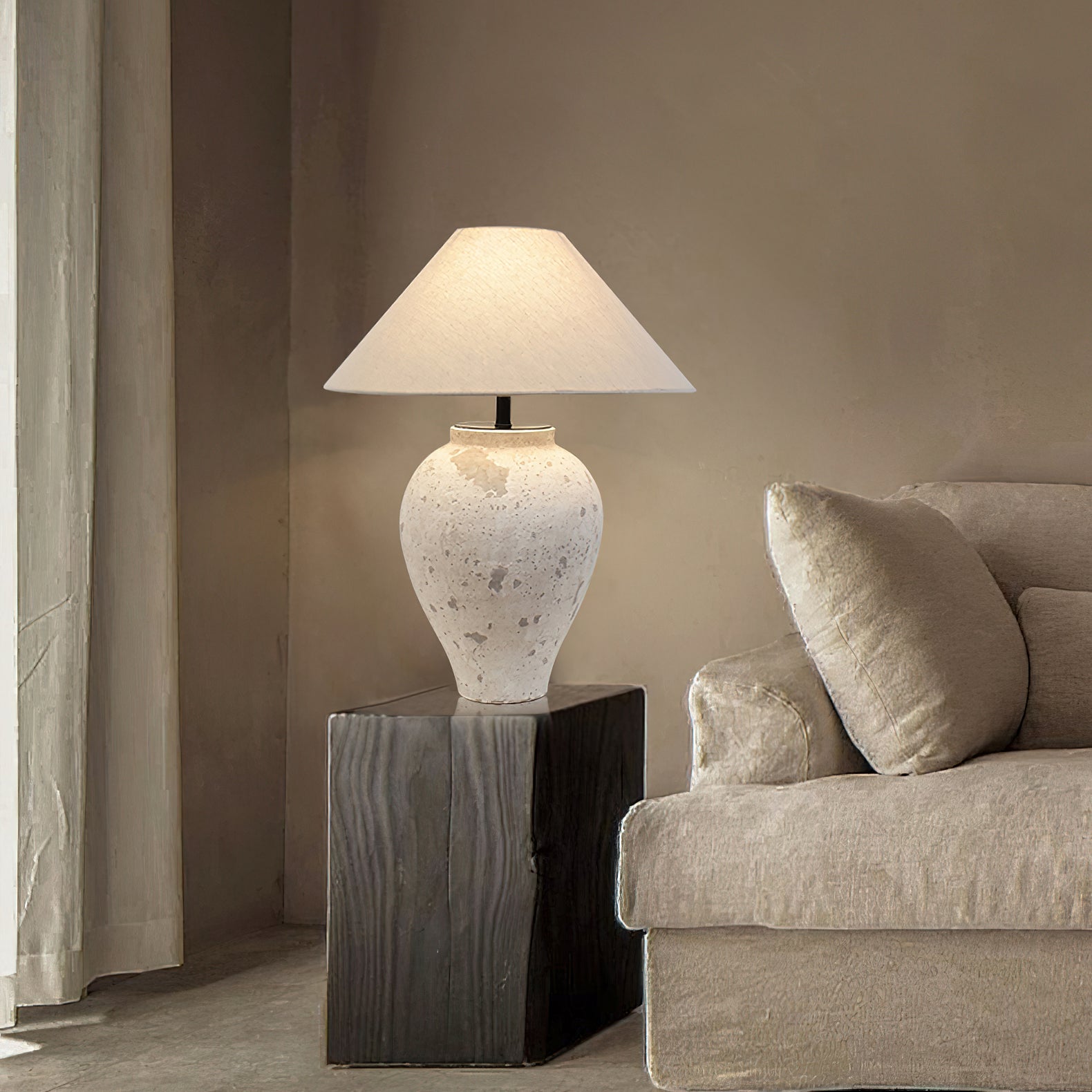 Solix Ceramics Fabric Table Lamp - Letslighting