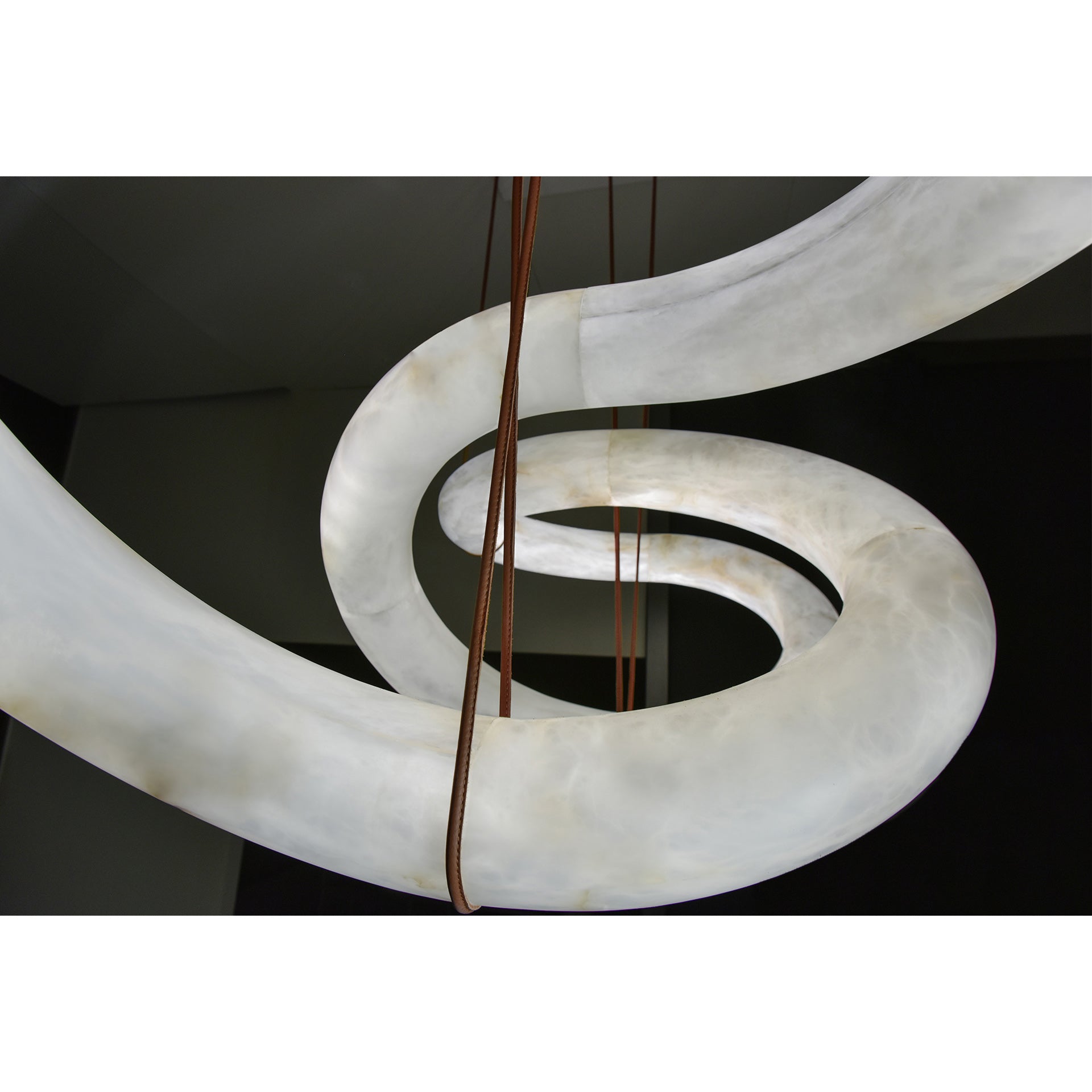 Syrinan Modern Minimalist Luxe Ring Leather Alabaster Chandelier - Letslighting