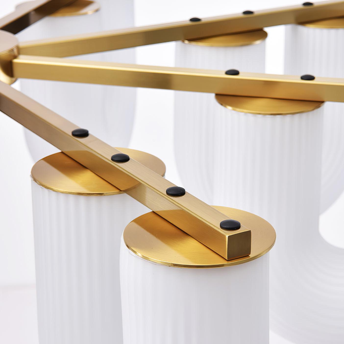 Agatha Chandelier U Shaped Glass Brass Modern - Letslighting