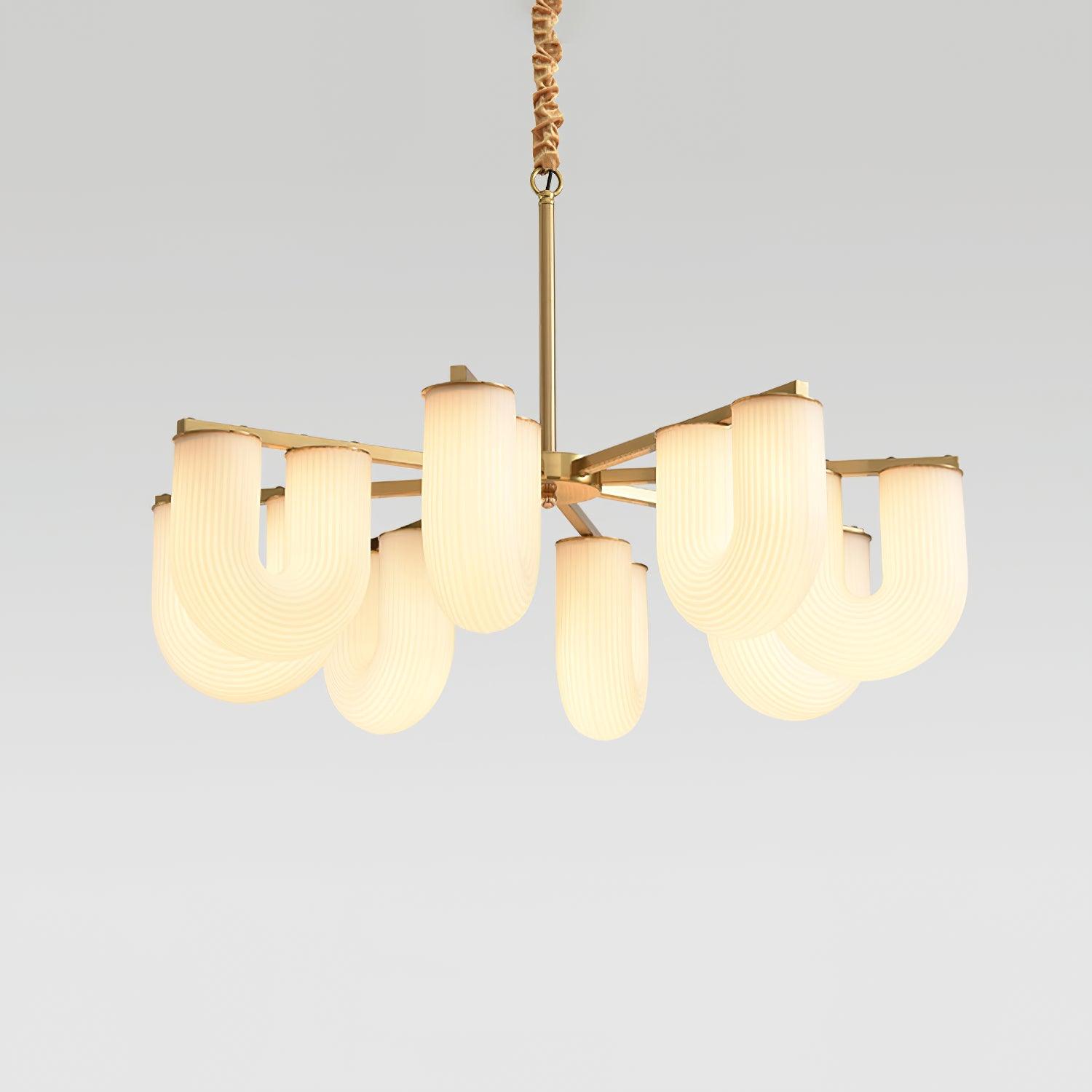 Agatha Chandelier U Shaped Frosted Glass U-Tubes Brass Modern - Letslighting