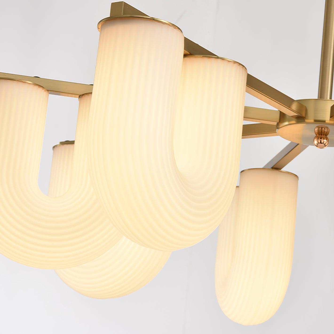 Agatha Chandelier U Shaped Glass Brass Modern - Letslighting