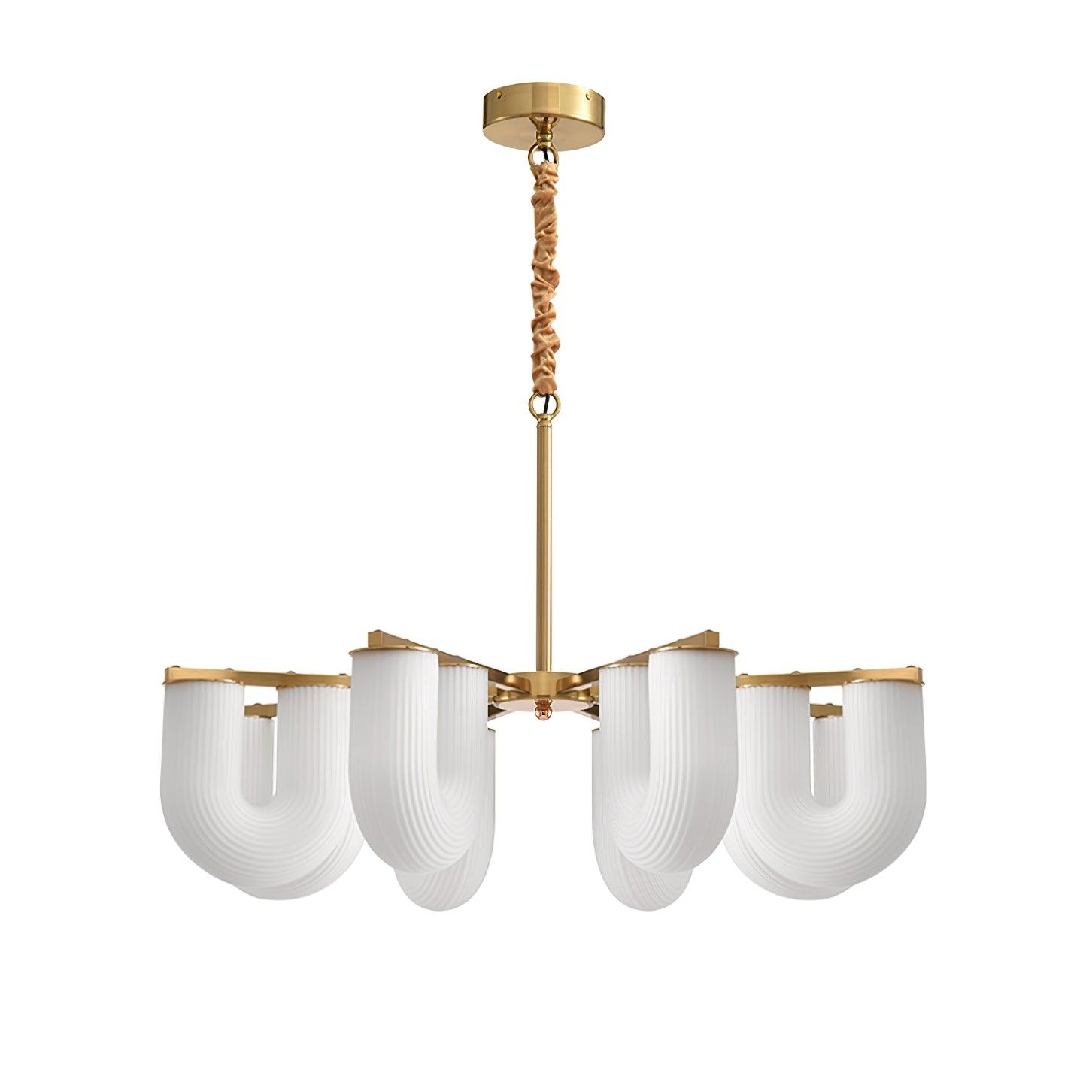 Agatha Chandelier U Shaped Glass Brass Modern - Letslighting