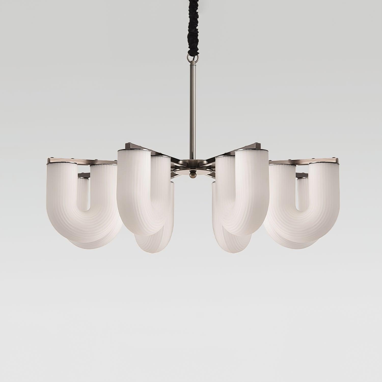 Agatha Chandelier U Shaped Glass Brass Modern - Letslighting