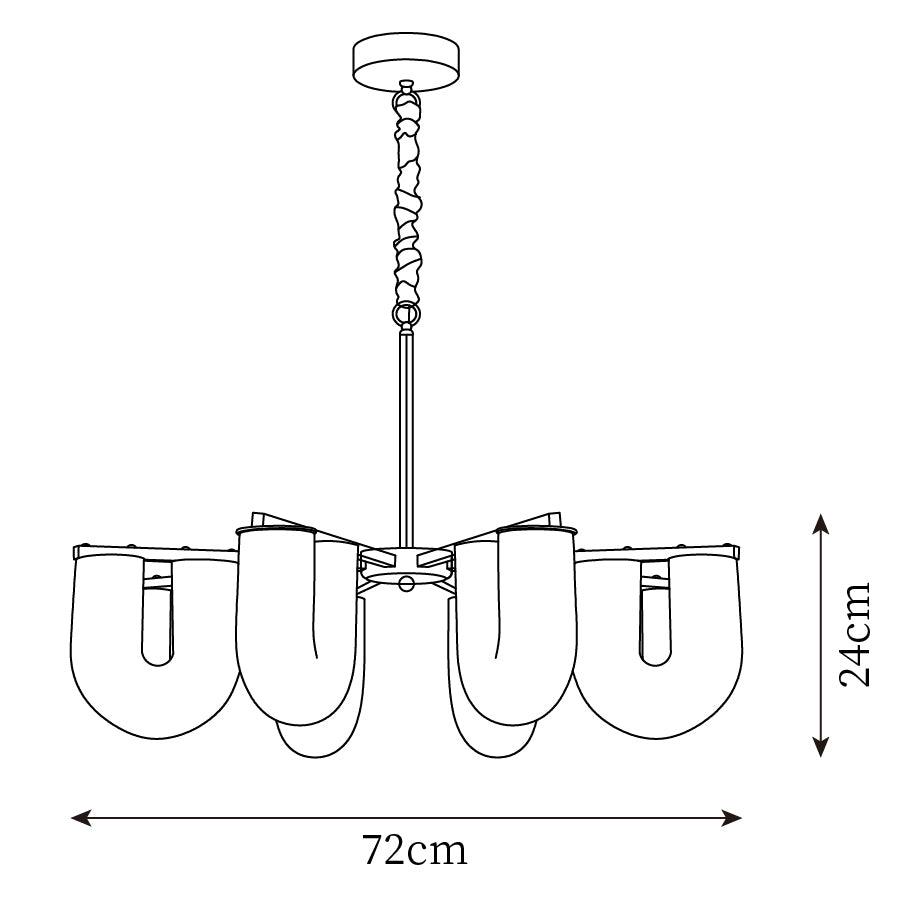 Agatha Chandelier U Shaped Glass Brass Modern - Letslighting