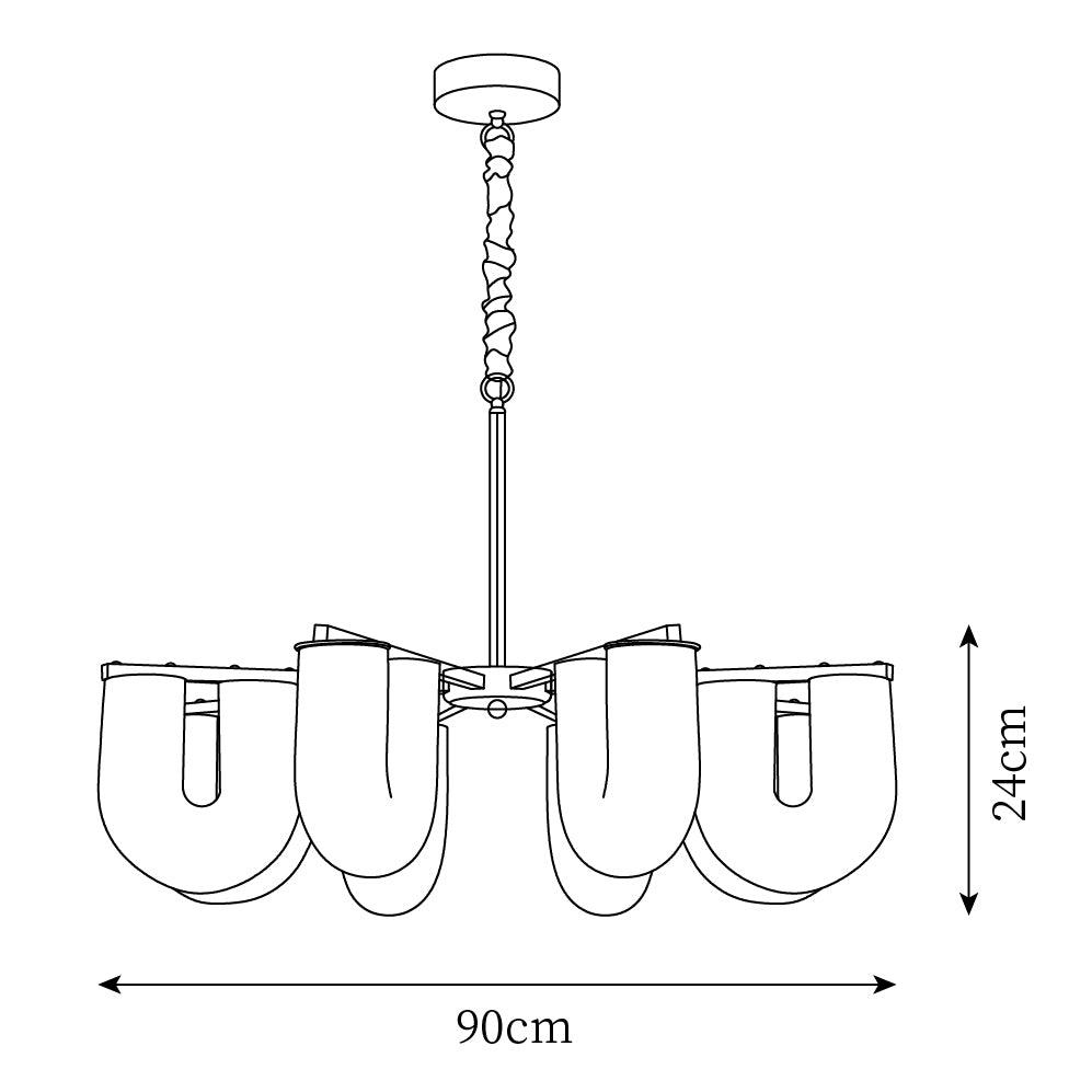 Agatha Chandelier U Shaped Glass Brass Modern - Letslighting