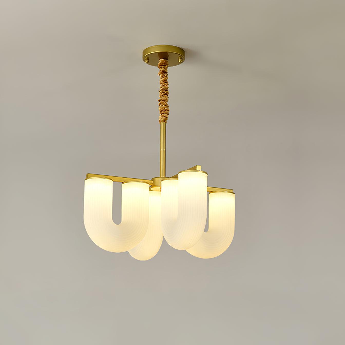 Agatha Chandelier U Shaped Glass Brass Modern - Letslighting