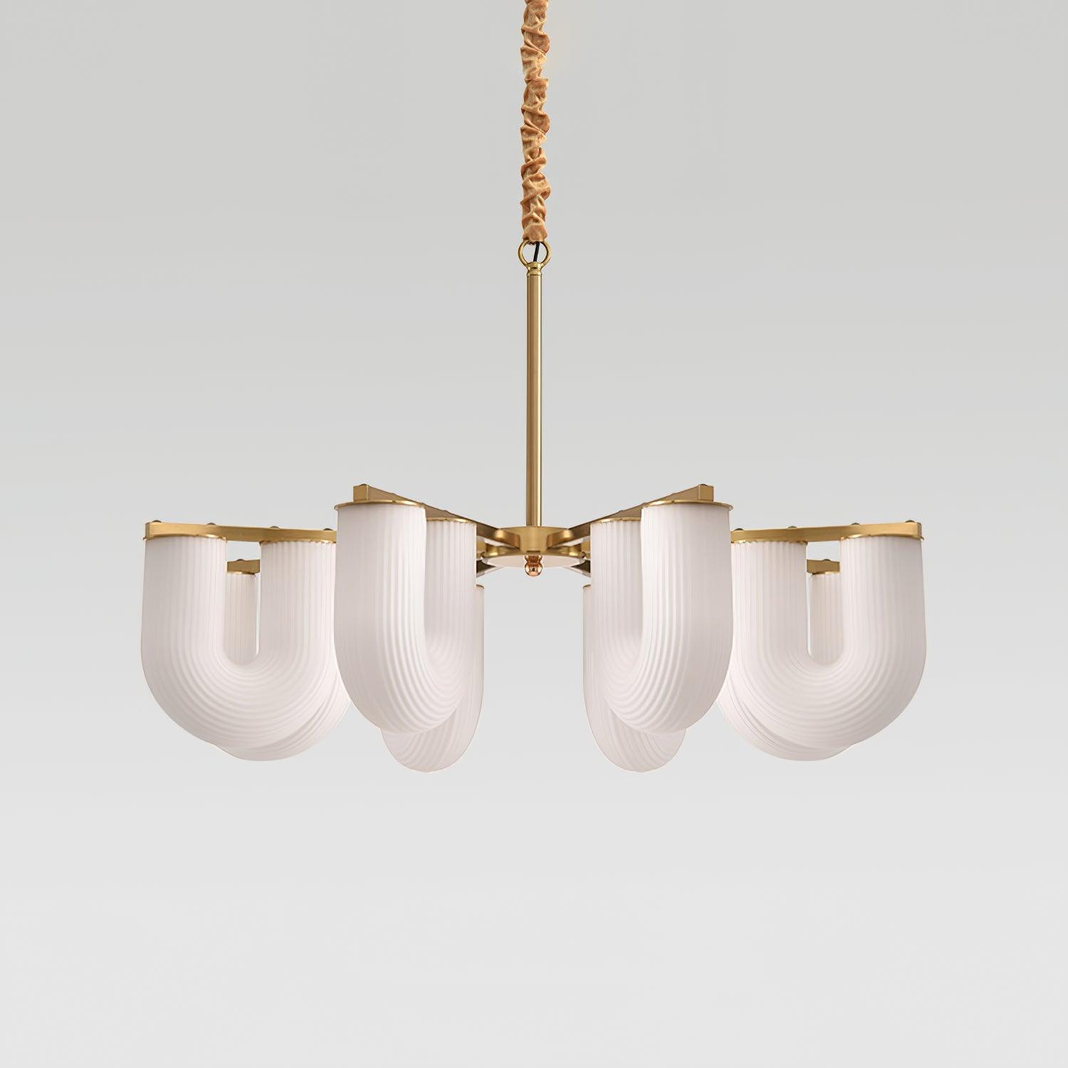Agatha Chandelier U Shaped Glass Brass Modern - Letslighting