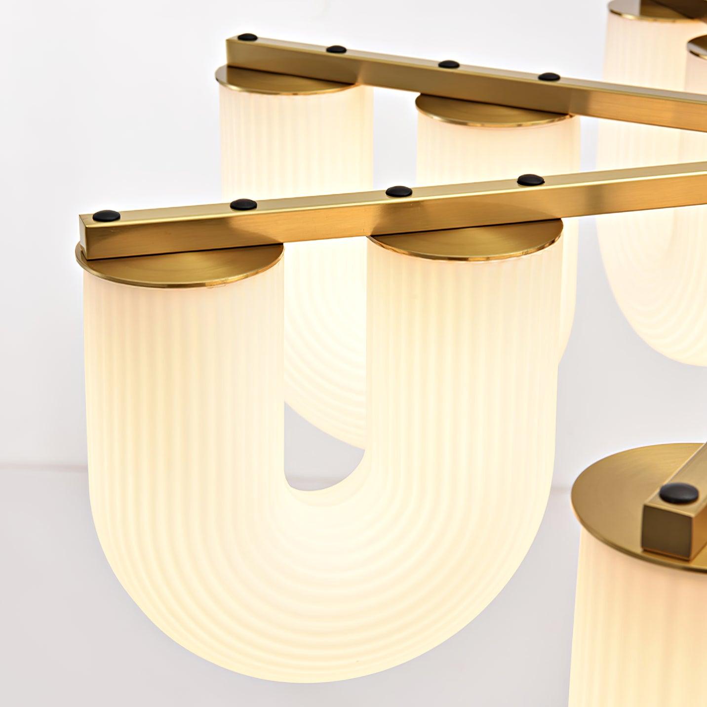 Agatha Chandelier U Shaped Glass Brass Modern - Letslighting