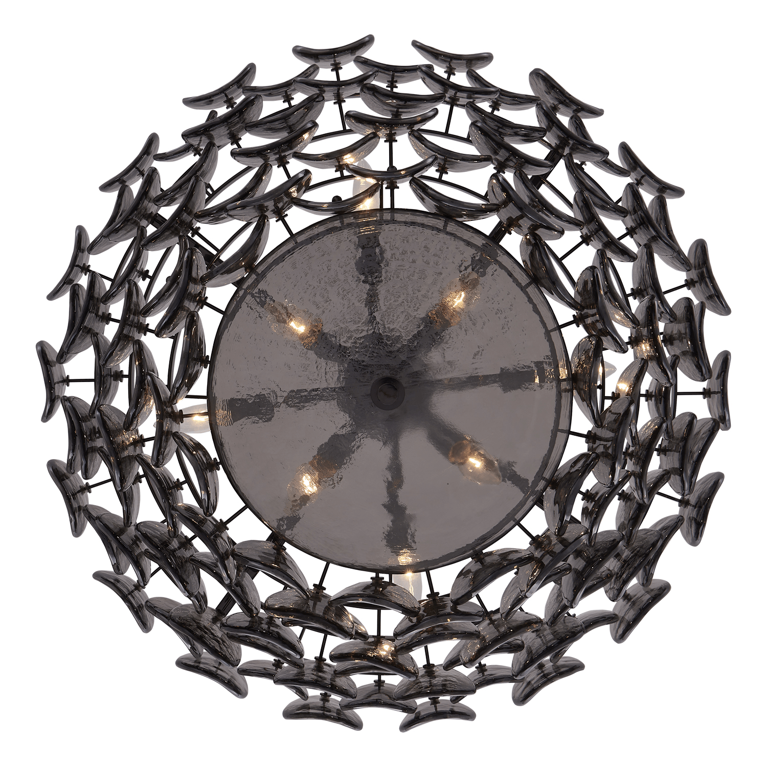 Aurora Chandelier Amber Glass Disc Fish Scale Brass