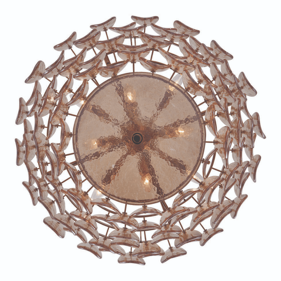Aurora Chandelier Amber Glass Disc Fish Scale Brass