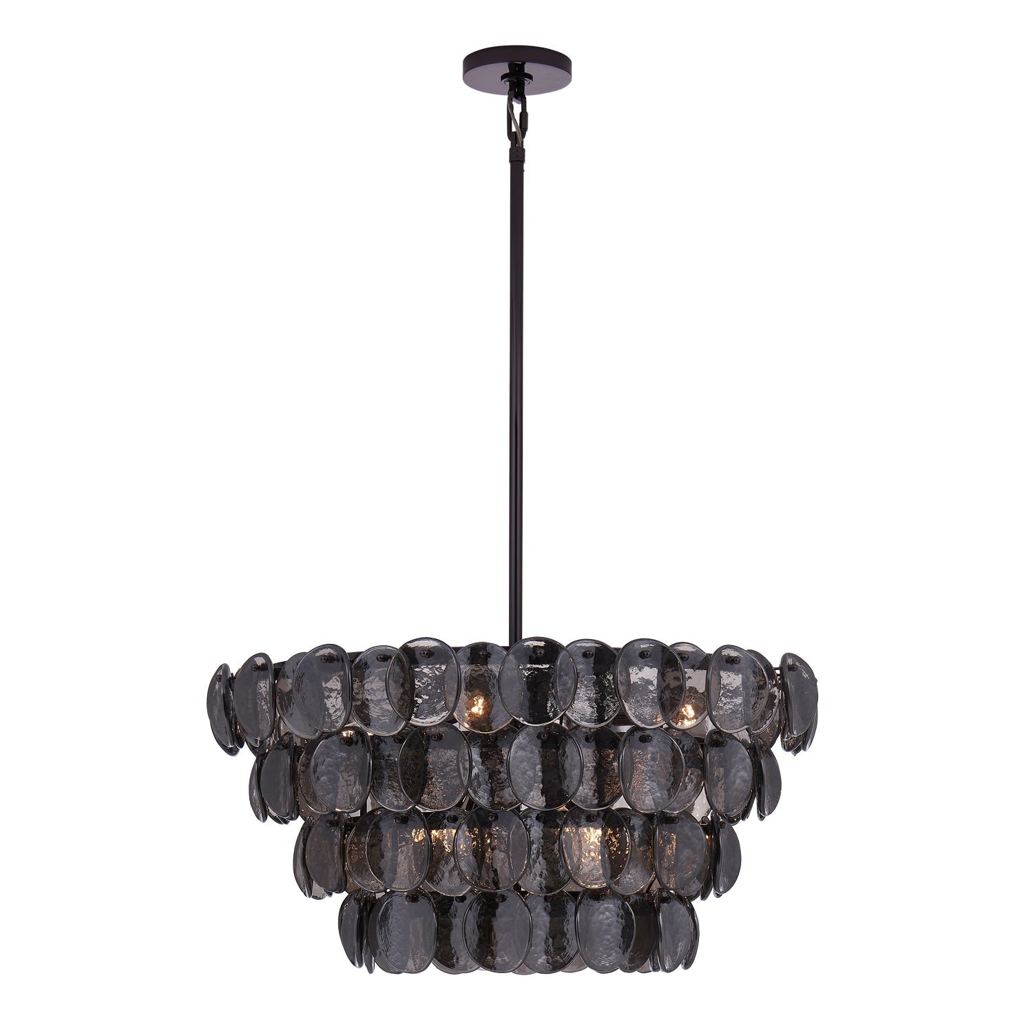 Aurora Chandelier Amber Glass Disc Fish Scale Brass