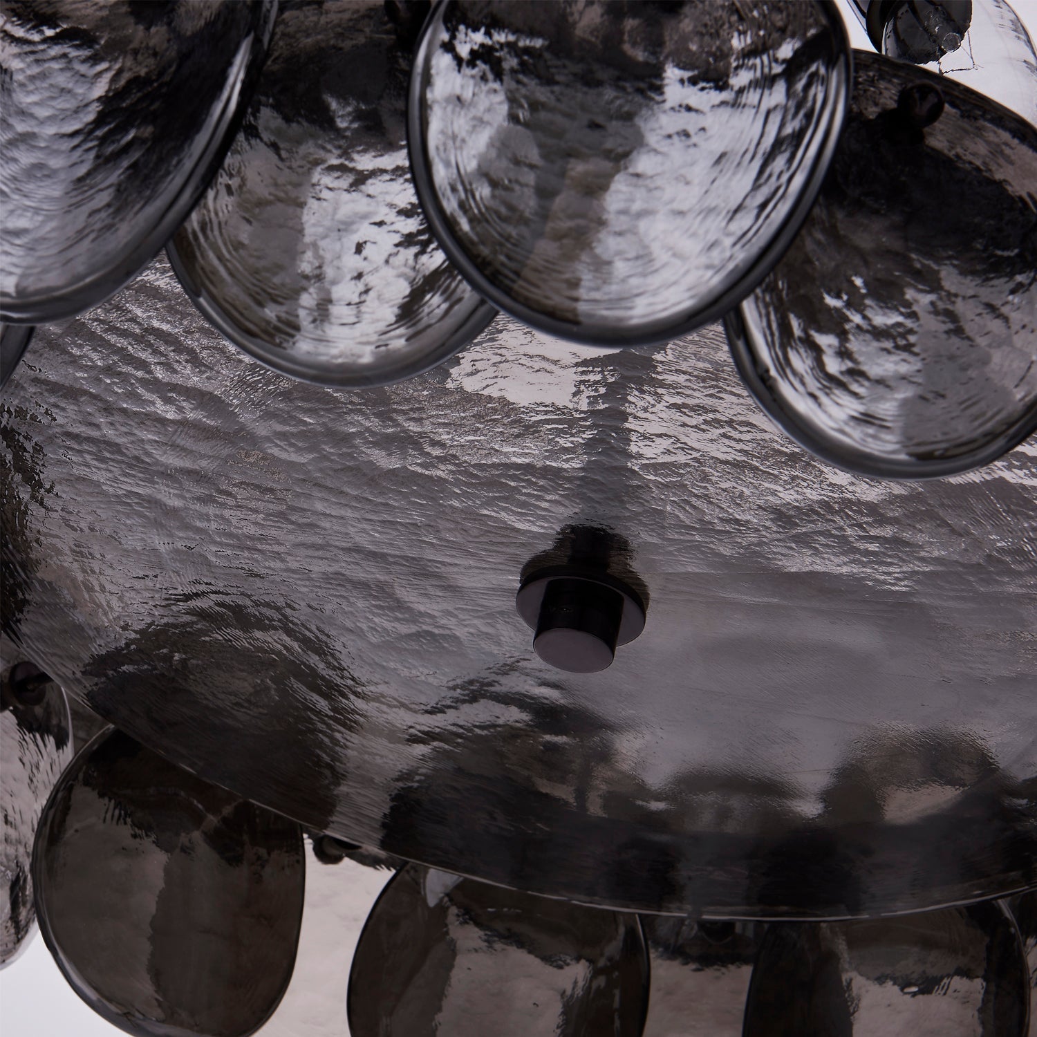 Aurora Chandelier Amber Glass Disc Fish Scale Brass