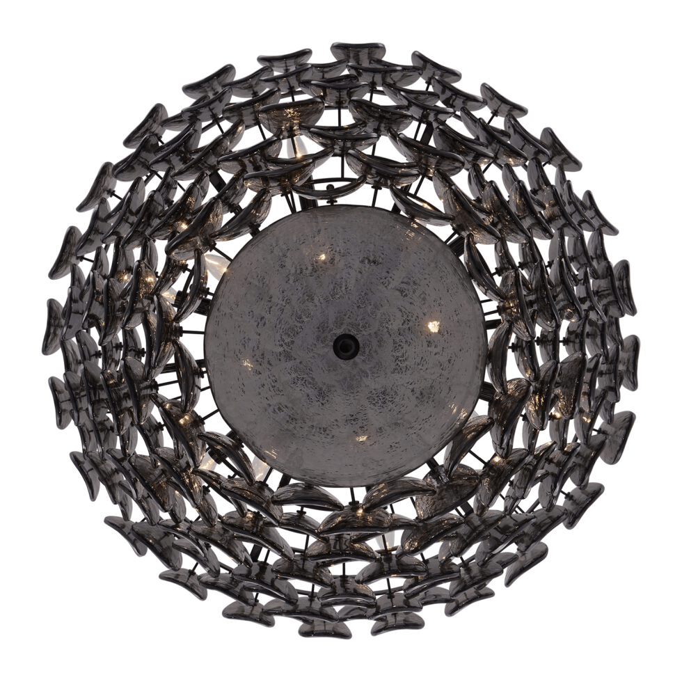 Aurora Chandelier Large Amber Glass Disc Fish Scale Brass