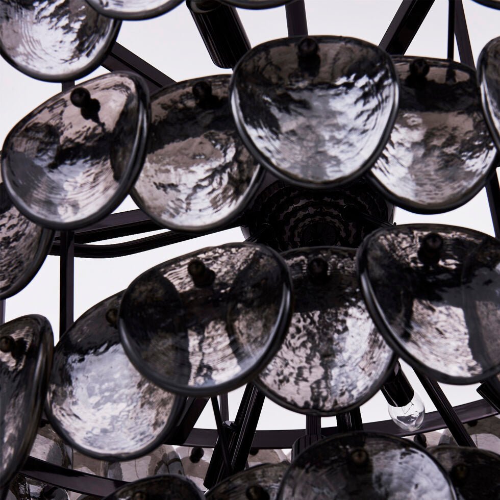 Aurora Chandelier Large Amber Glass Disc Fish Scale Brass