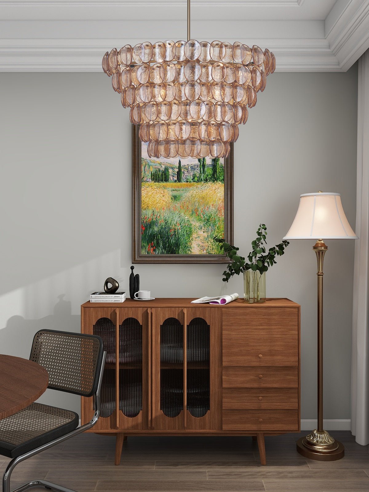Uroko Modern Metal & Glass Chandelier