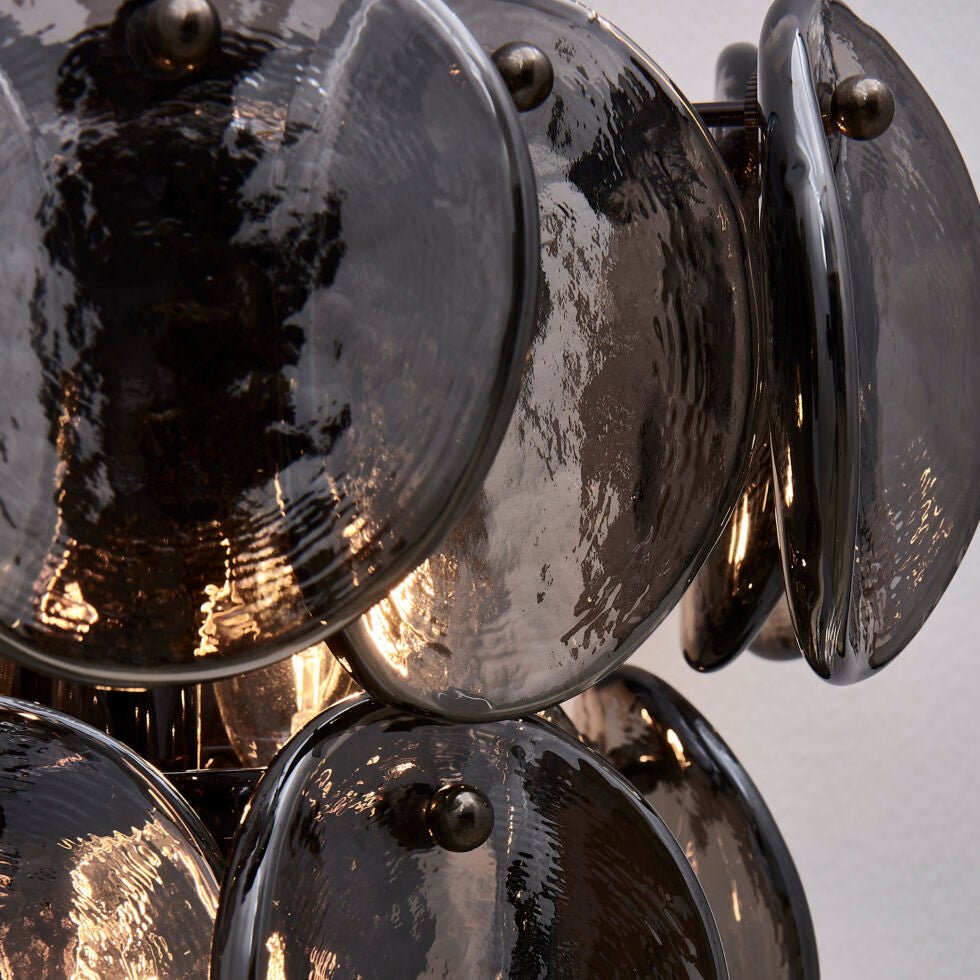 Aurora Wall Lamp Amber Glass Disc Fish Scale Brass