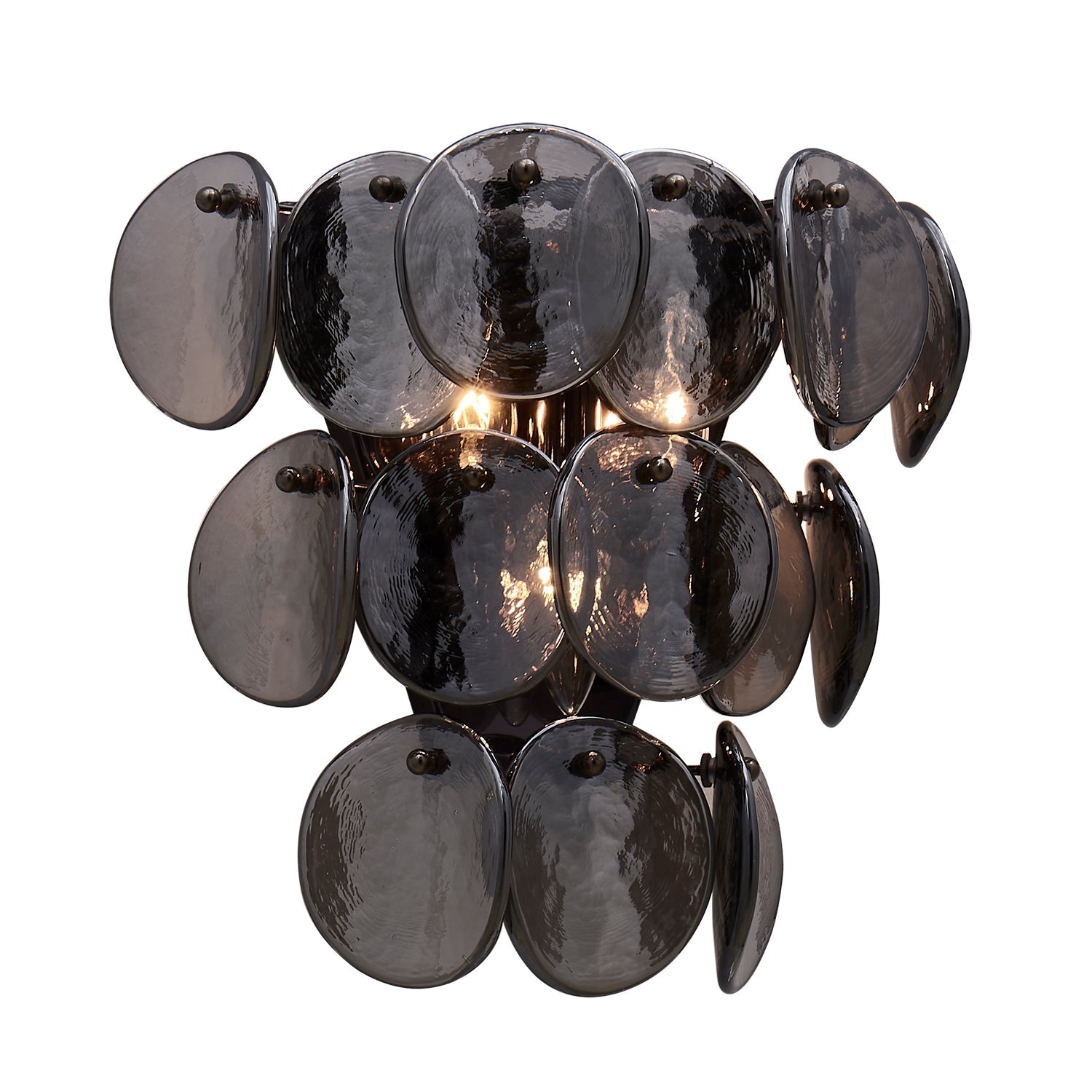 Aurora Wall Lamp Amber Glass Disc Fish Scale Brass