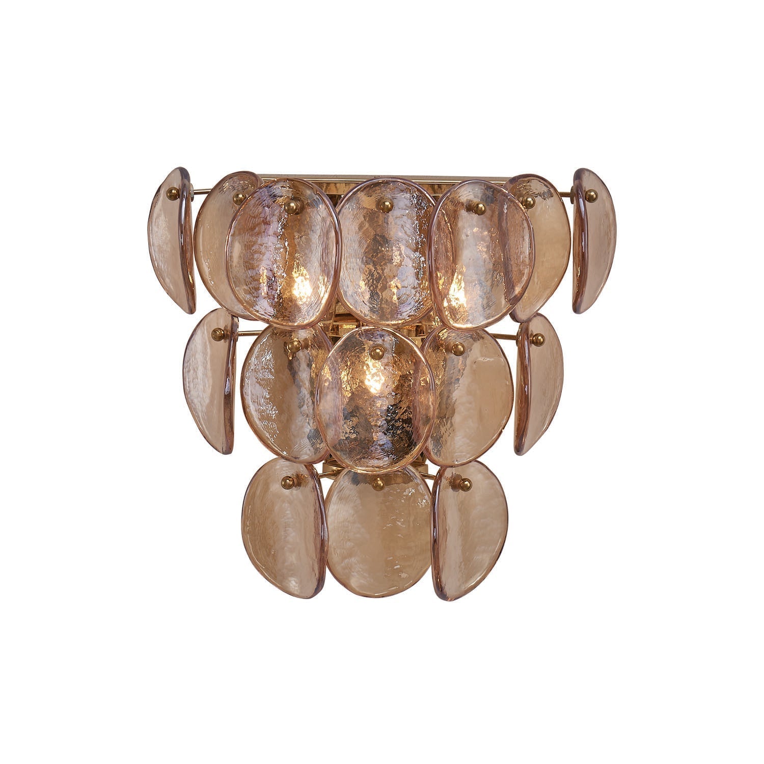 Aurora Wall Lamp Amber Glass Disc Fish Scale Brass