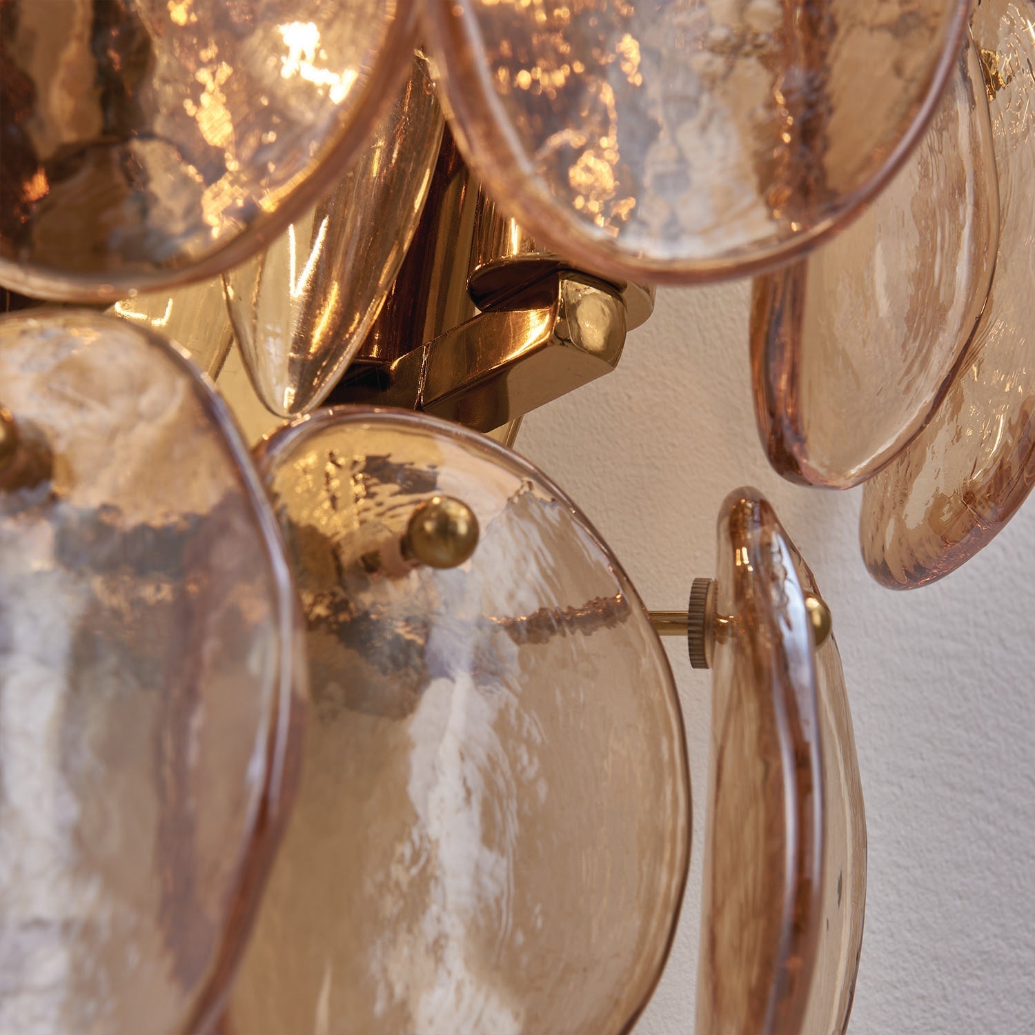Aurora Wall Lamp Amber Glass Disc Fish Scale Brass