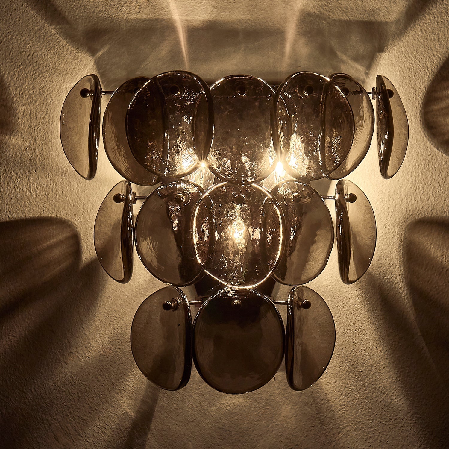 Aurora Wall Lamp Amber Glass Disc Fish Scale Brass