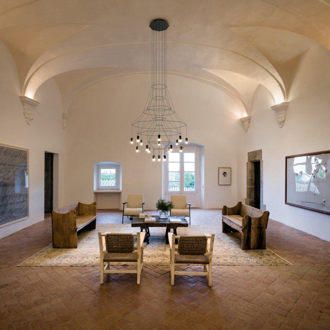 Lustra Chandelier Lines Black Wireframe LED - Letslighting