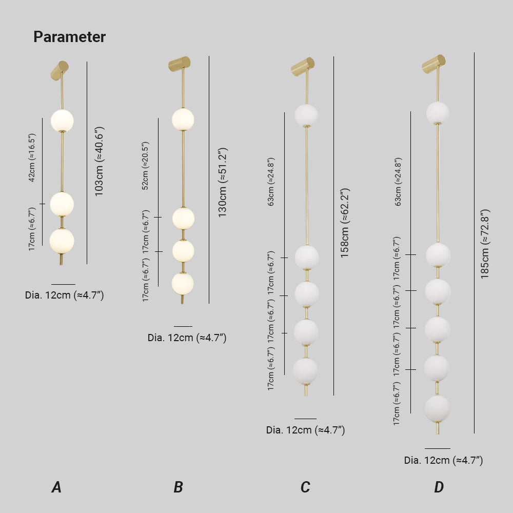 Valentina Vertical Balls Wall Lamp - Letslighting