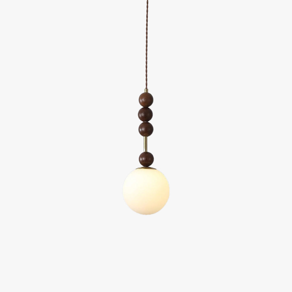 Aira Vintage Globe Pendant Light Wooden Beads