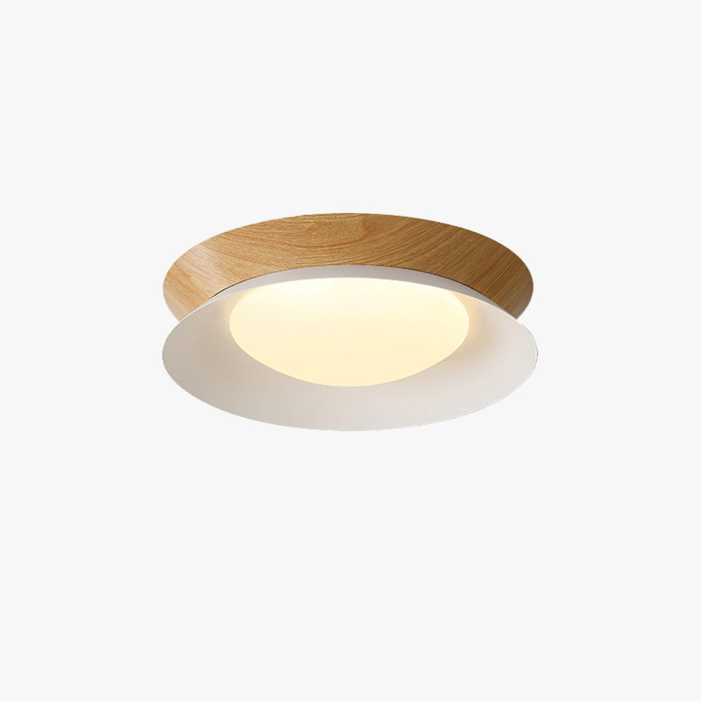 Themis Double Half Round Ceiling Light Wood - Letslighting