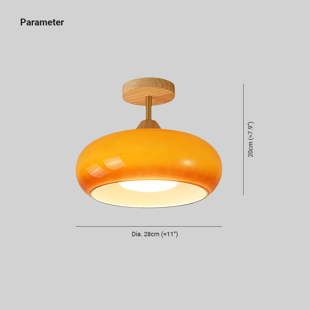 Valentina Flush Mount Ceiling Light Glass Wood &Orange&White
