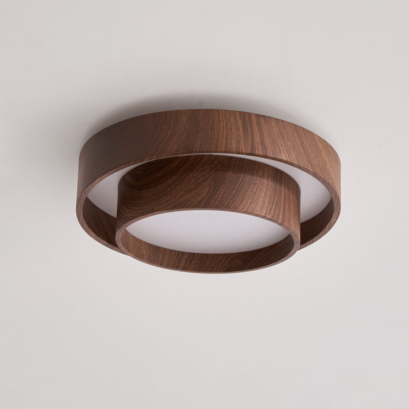 Muto Ceiling Light Double - Ring Walnut Color