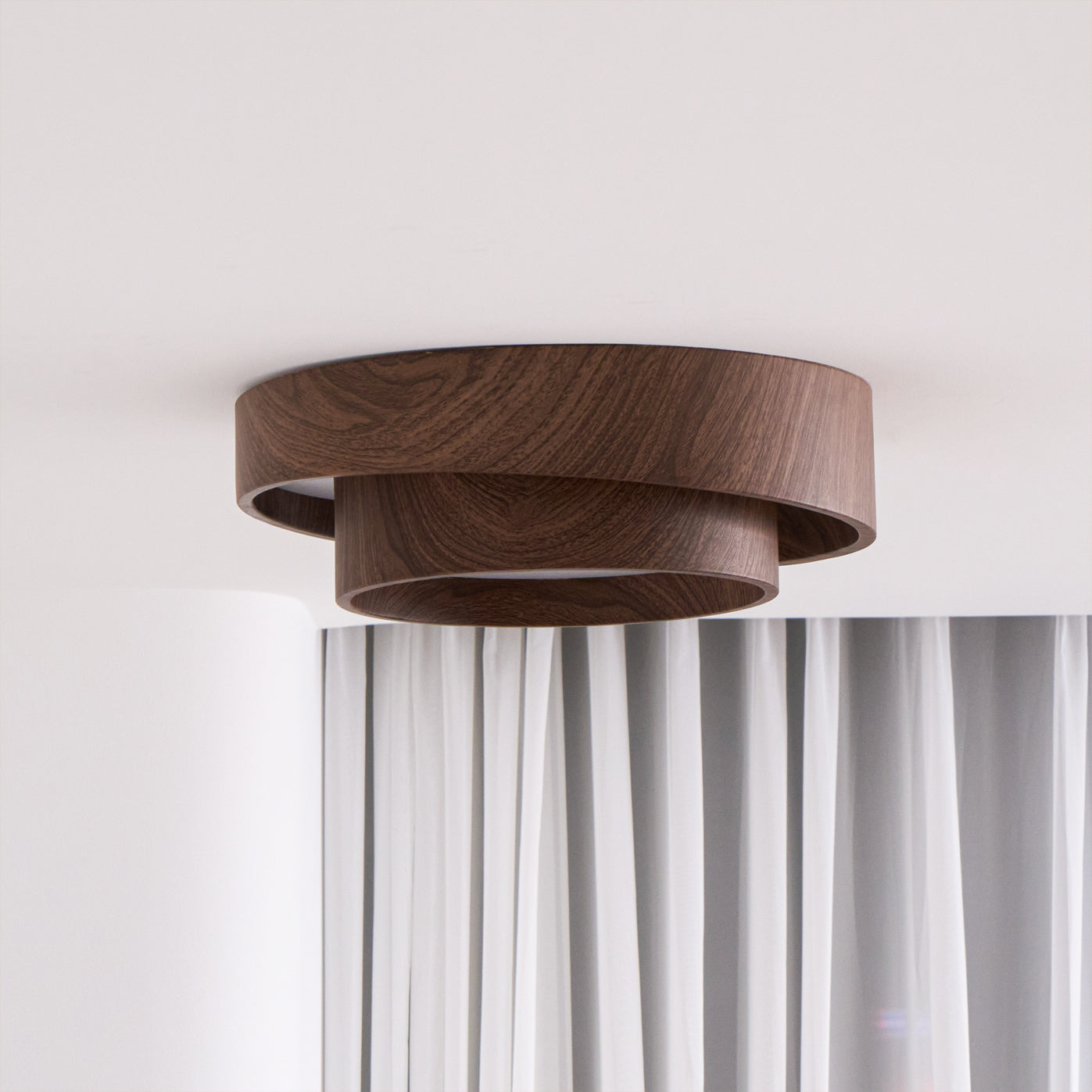 Muto Ceiling Light Double - Ring Walnut Color