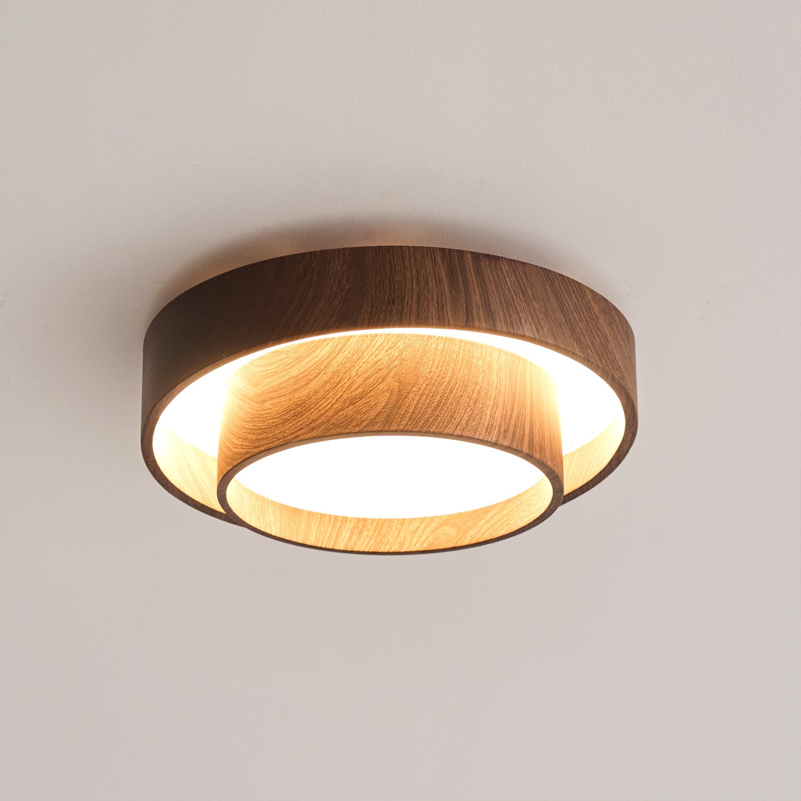 Muto Ceiling Light Double - Ring Walnut Color