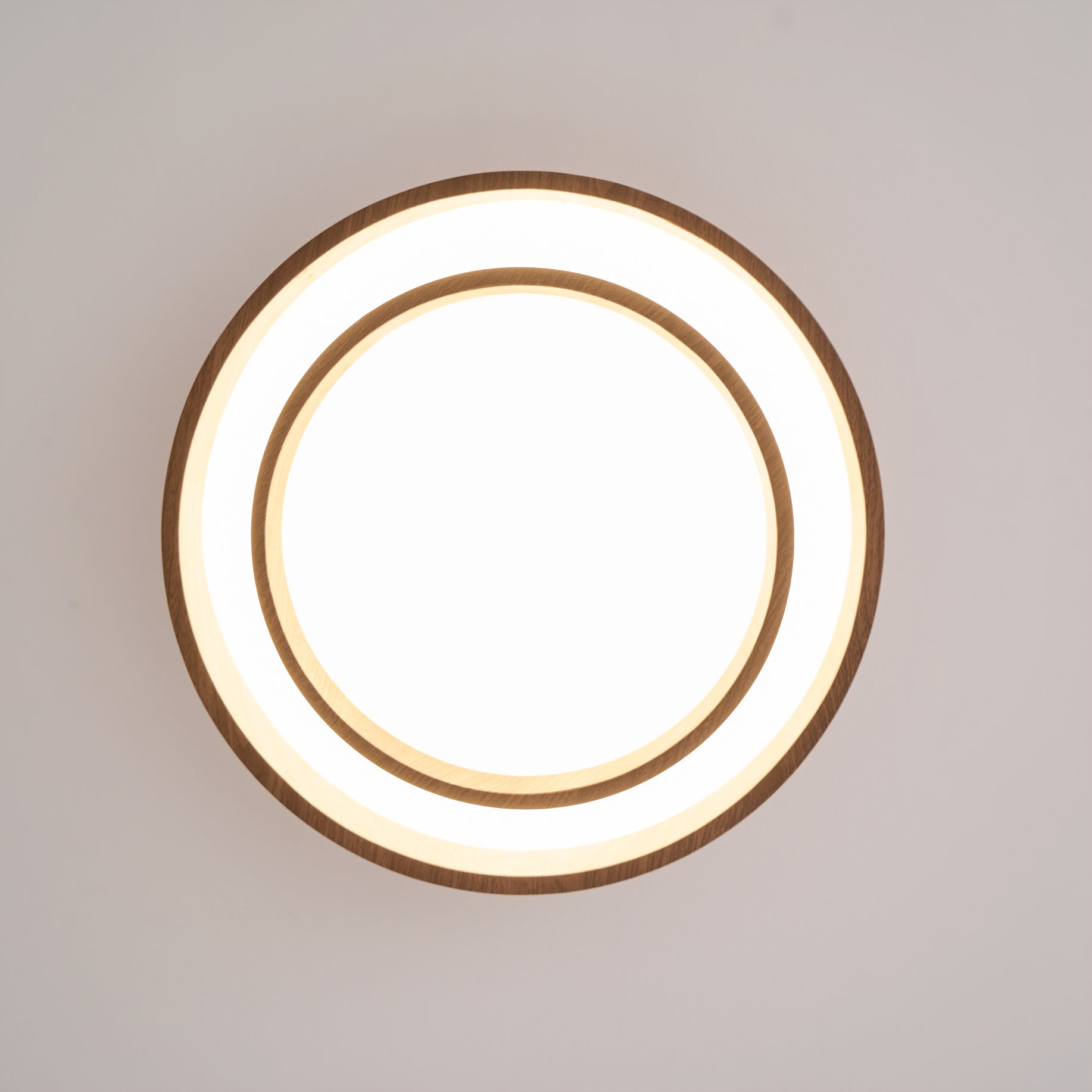 Muto Ceiling Light Double - Ring Walnut Color