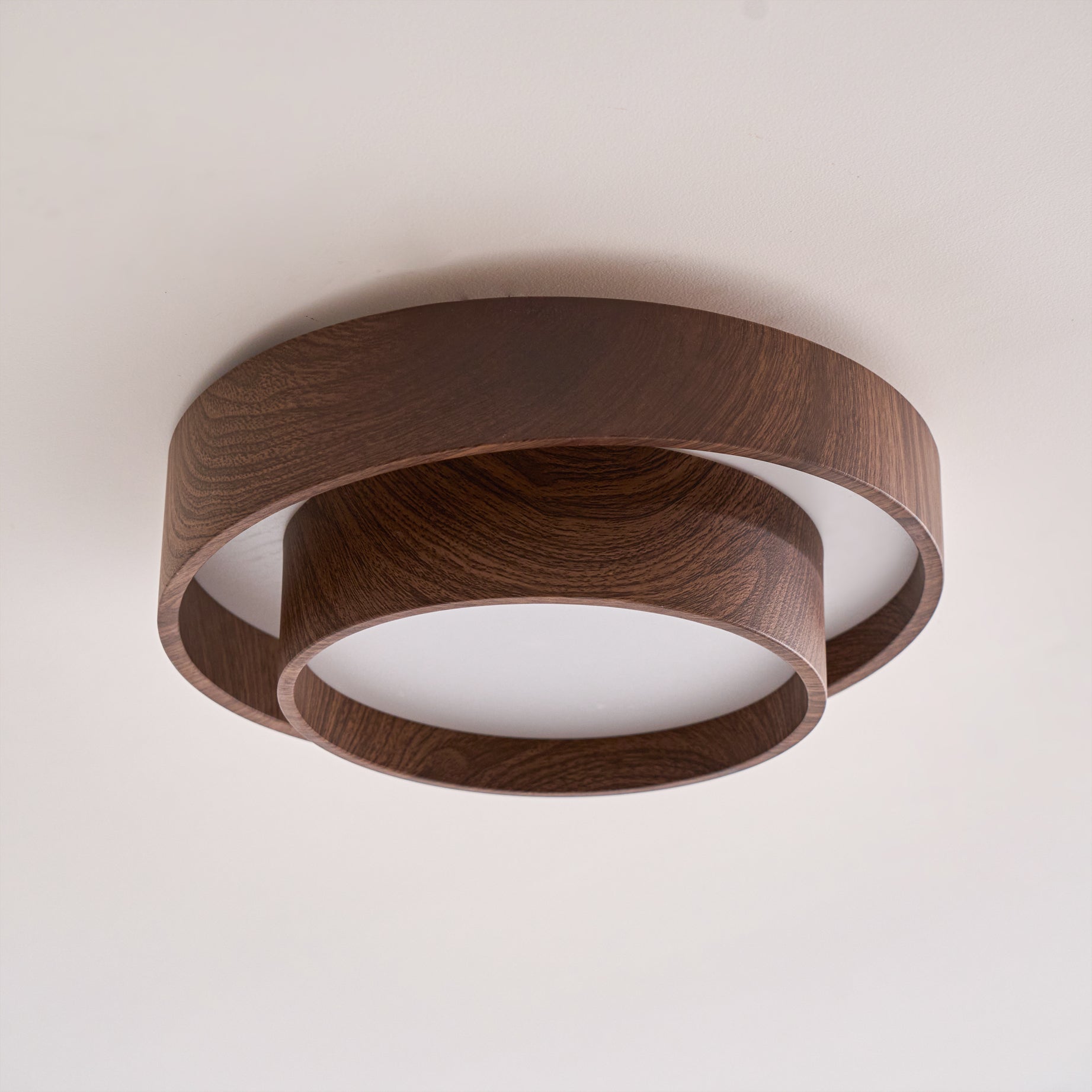 Muto Ceiling Light Double - Ring Walnut Color