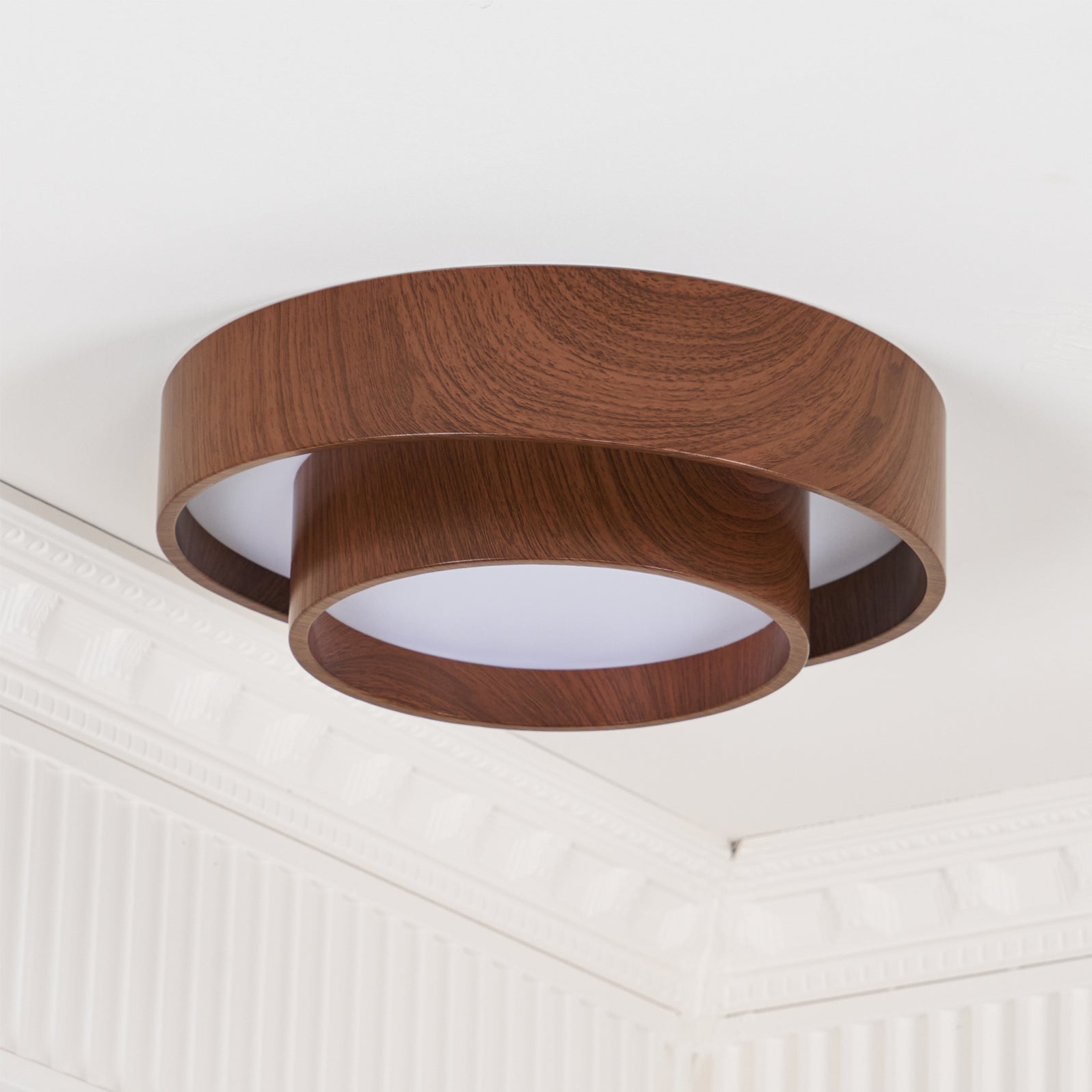 Muto Ceiling Light Double - Ring Walnut Color