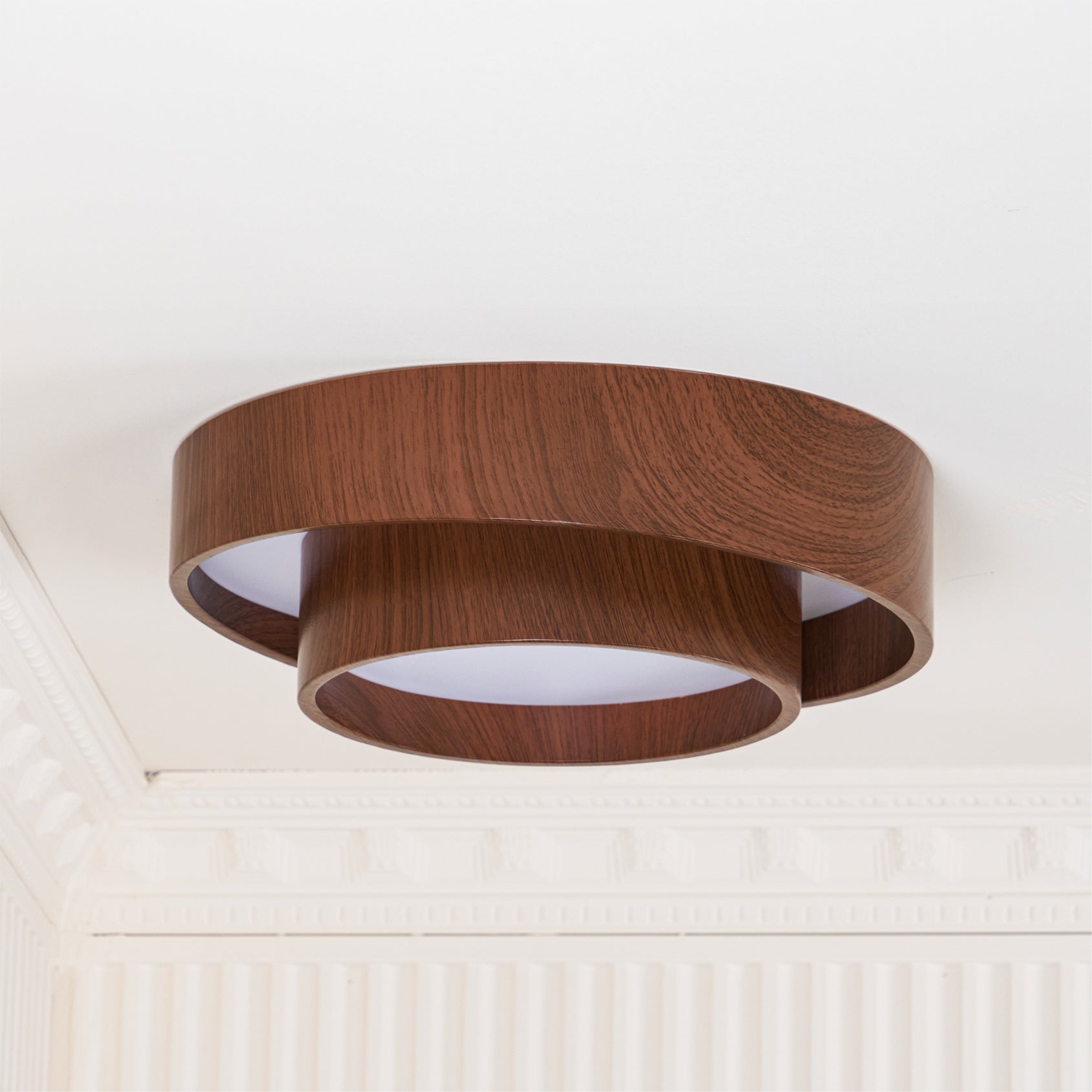 Muto Ceiling Light Double - Ring Walnut Color