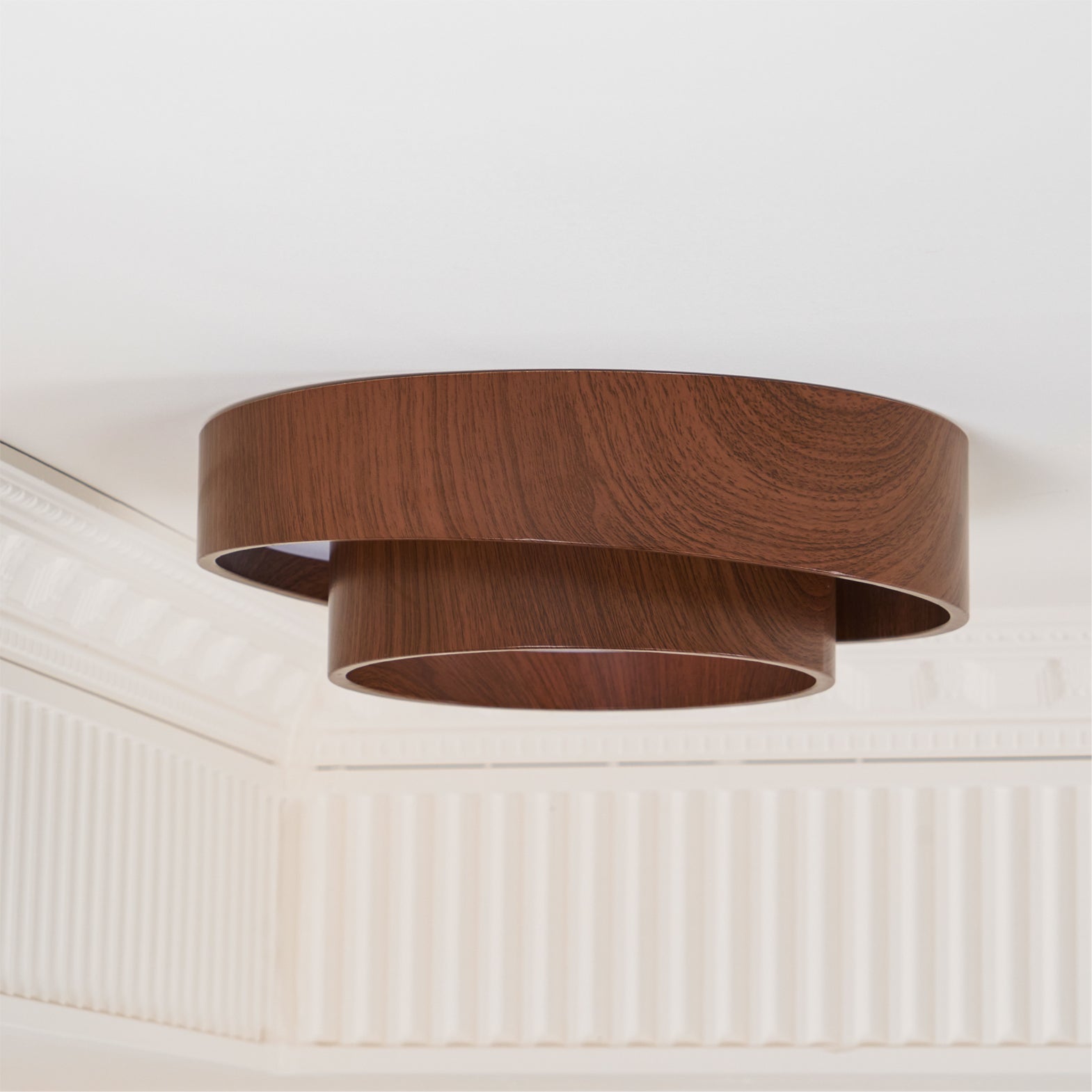 Muto Ceiling Light Double - Ring Walnut Color