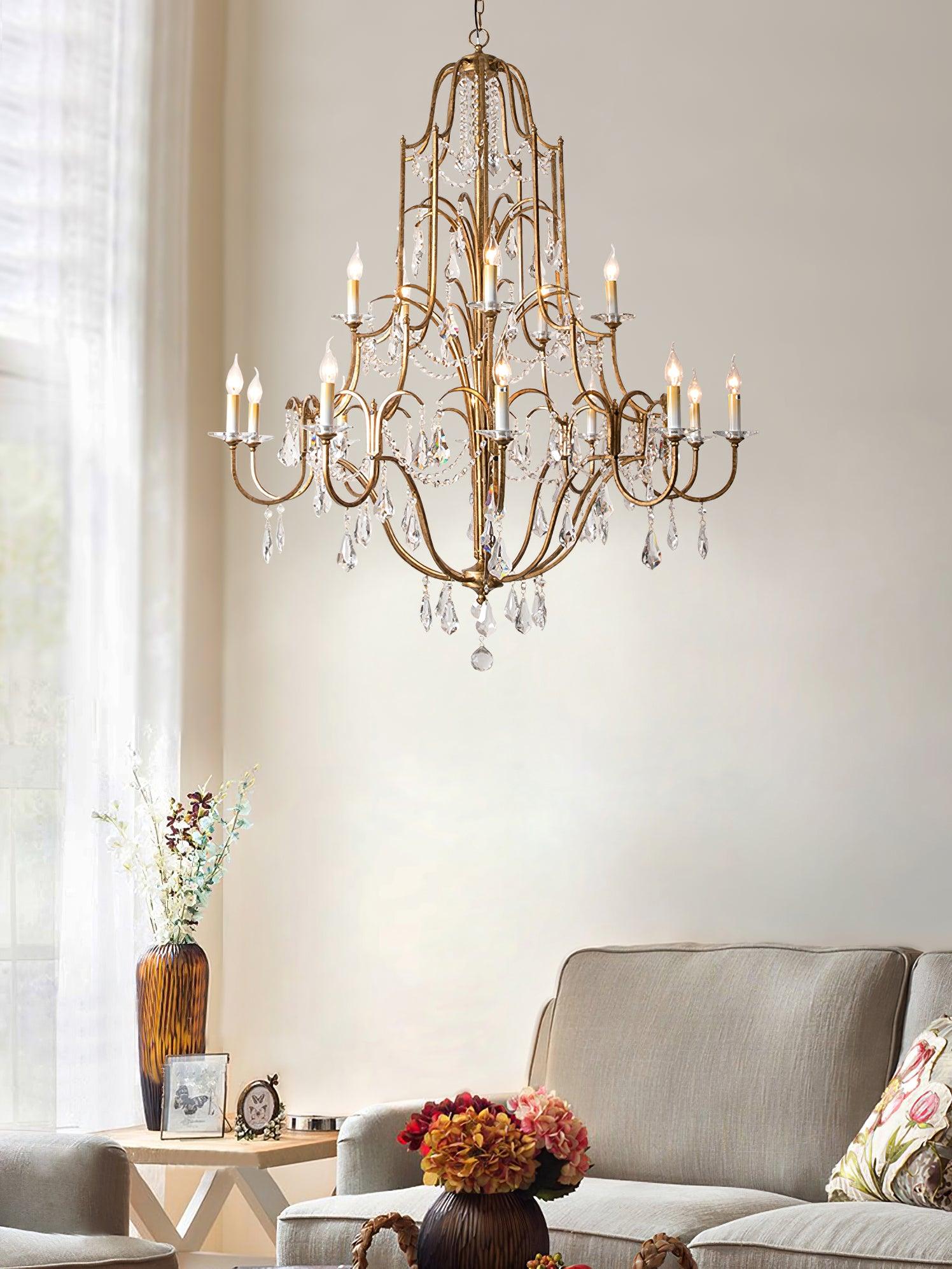 Lustra Chandelier Iron Crystal Candelabra Vintage - Letslighting