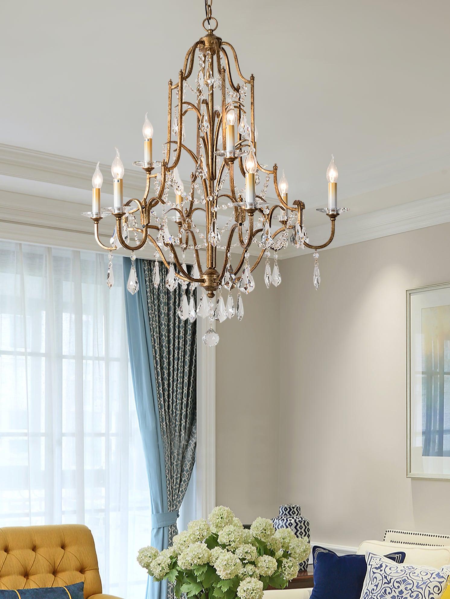 Lustra Chandelier Iron Crystal Candelabra Vintage - Letslighting