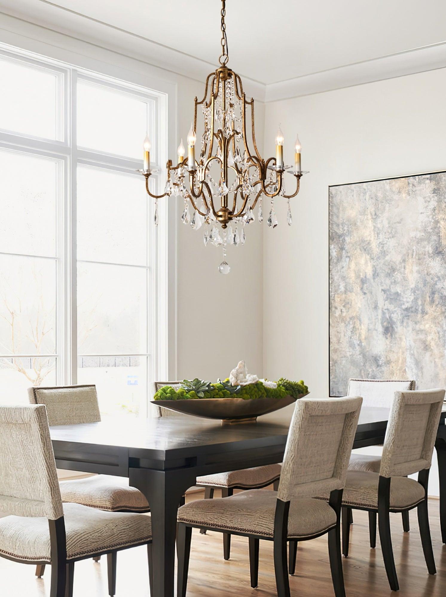 Lustra Chandelier Iron Crystal Candelabra Vintage - Letslighting