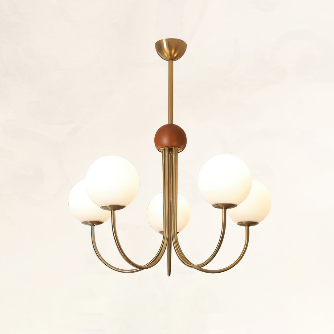 Candil Modern Brass and Globe Glass Chandelier - Letslighting