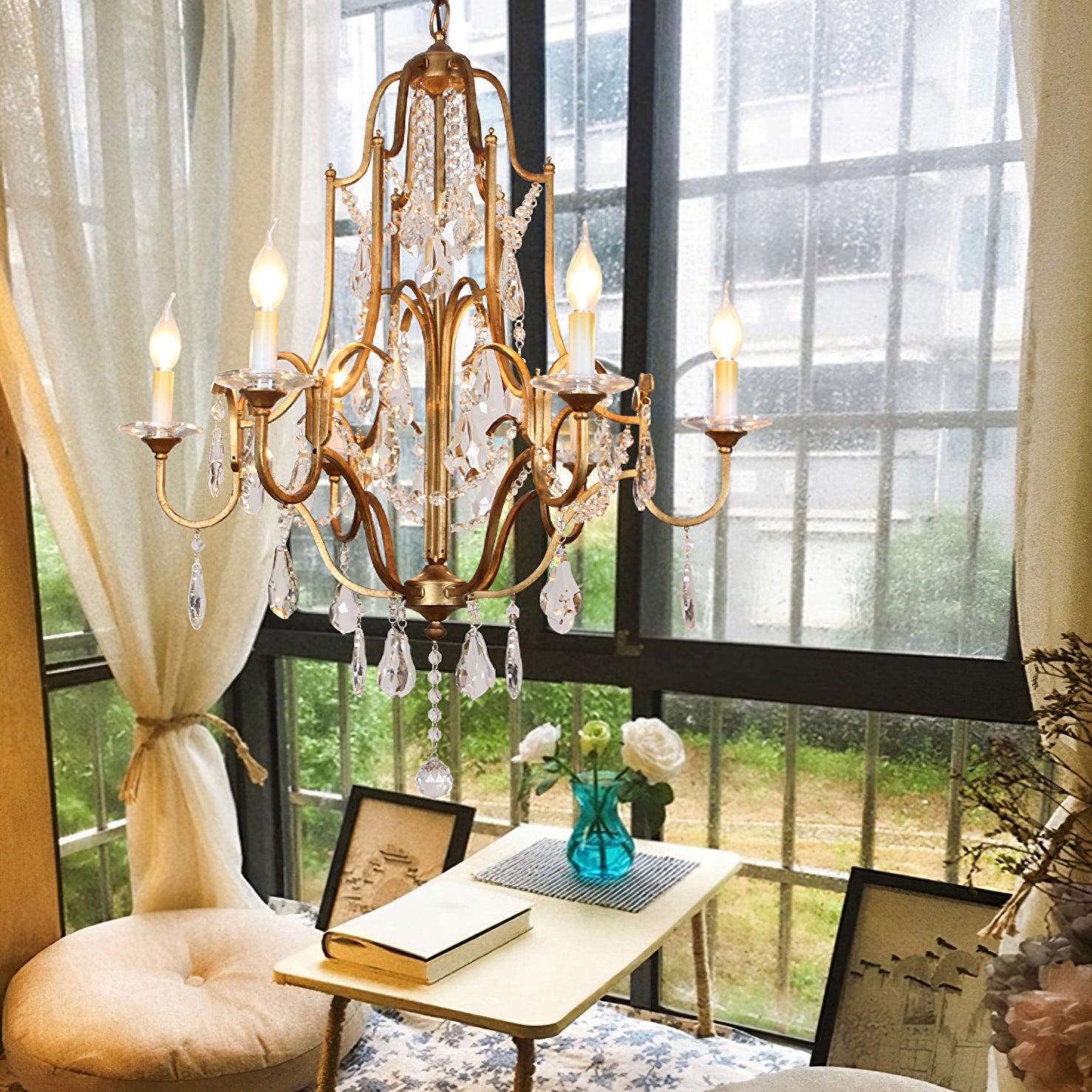 Lustra Chandelier Iron Crystal Candelabra Vintage - Letslighting