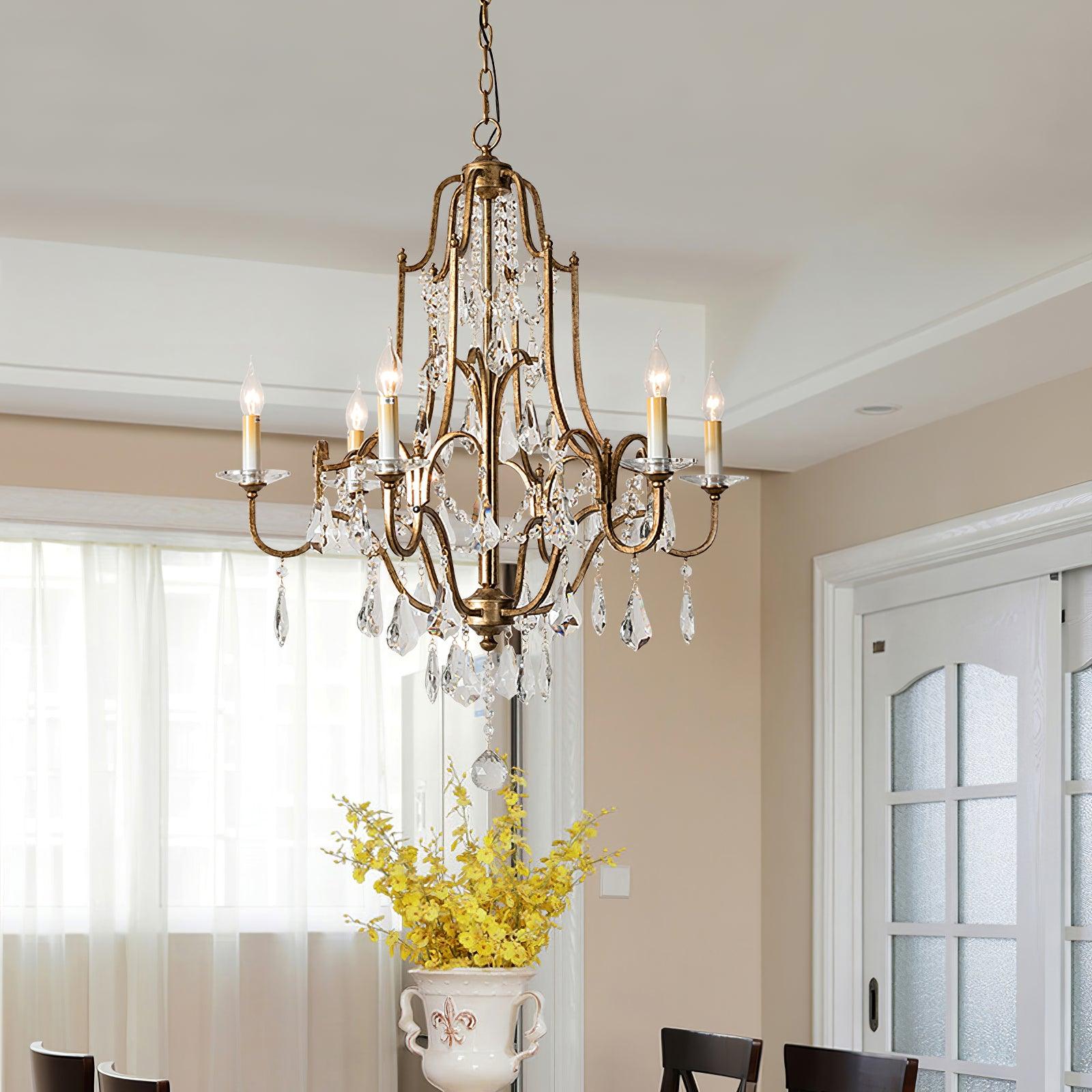 Lustra Chandelier Iron Crystal Candelabra Vintage - Letslighting