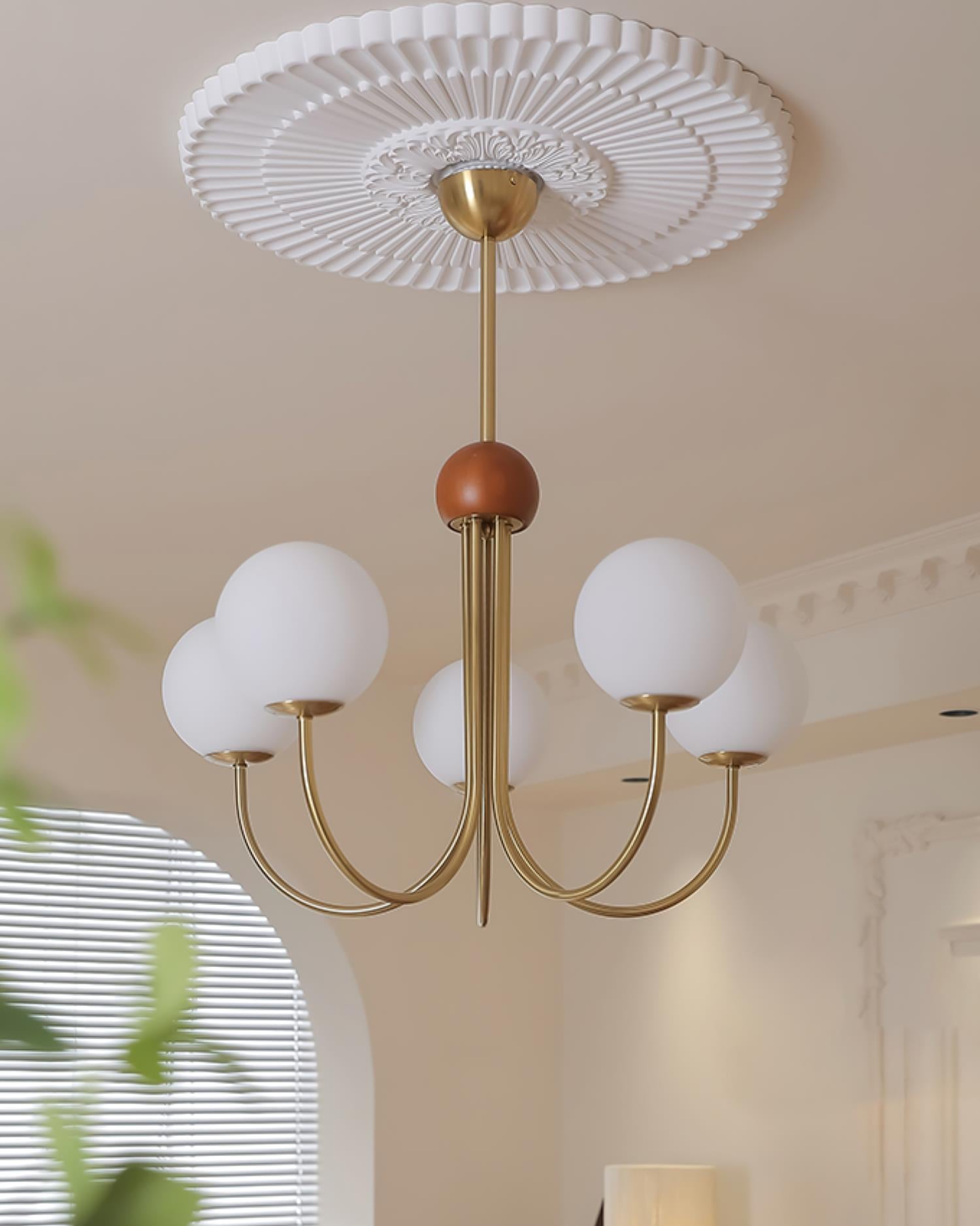 Candil Modern Brass and Globe Glass Chandelier - Letslighting
